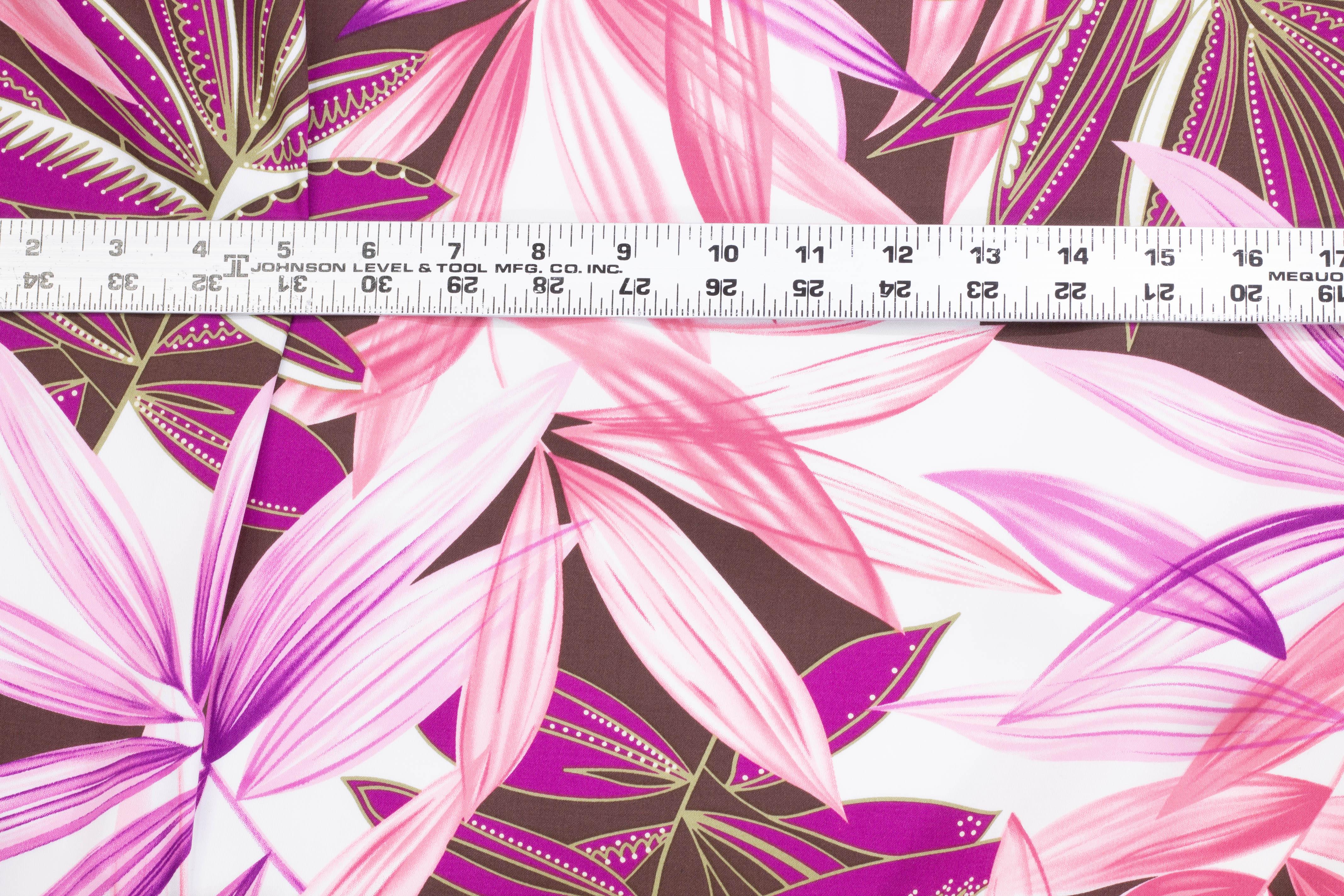 Pink and Brown Floral Stretch Cotton Sateen - Prime Fabrics