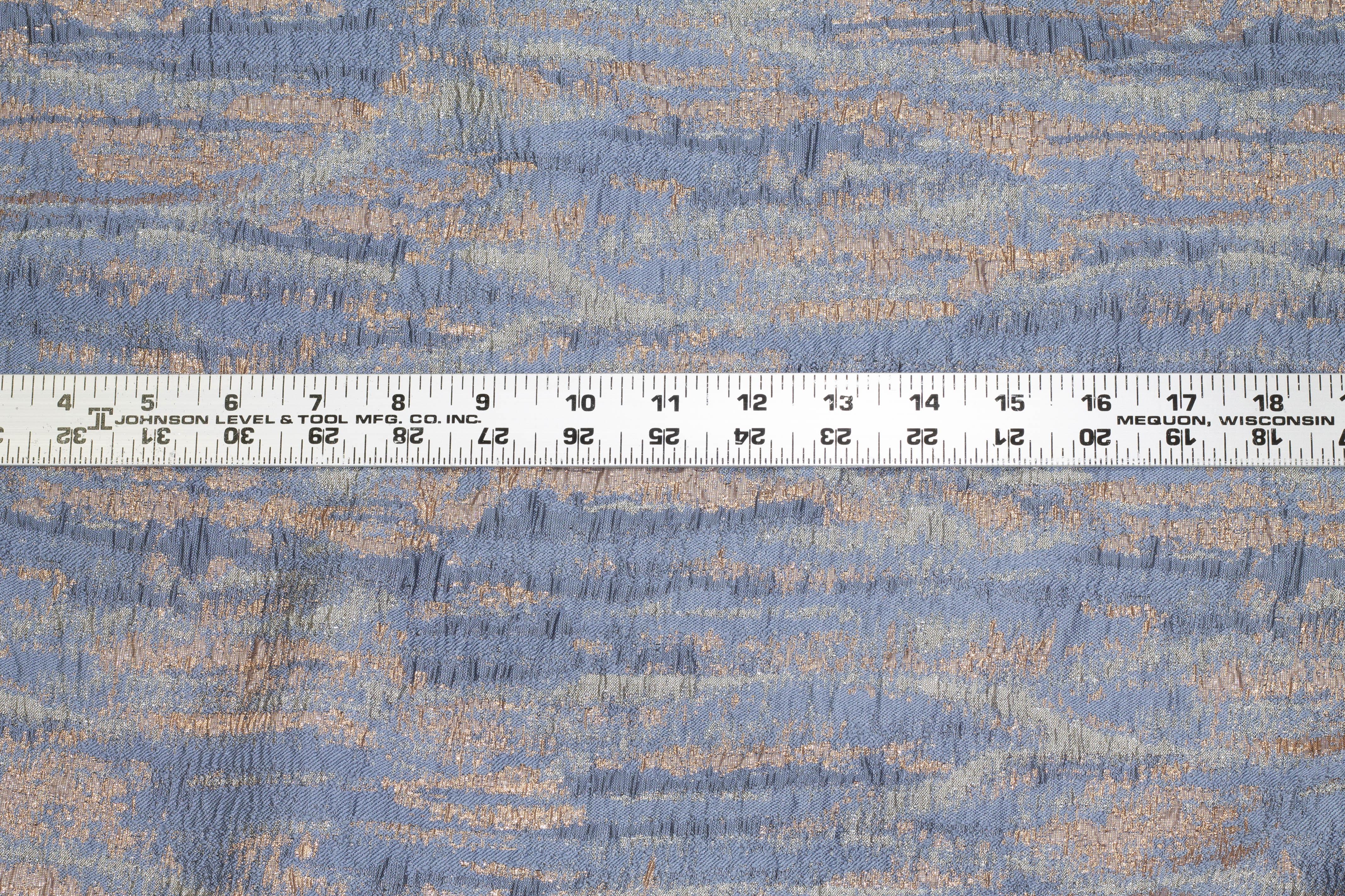 Periwinkle and Copper Metallic Crushed Brocade - Prime Fabrics