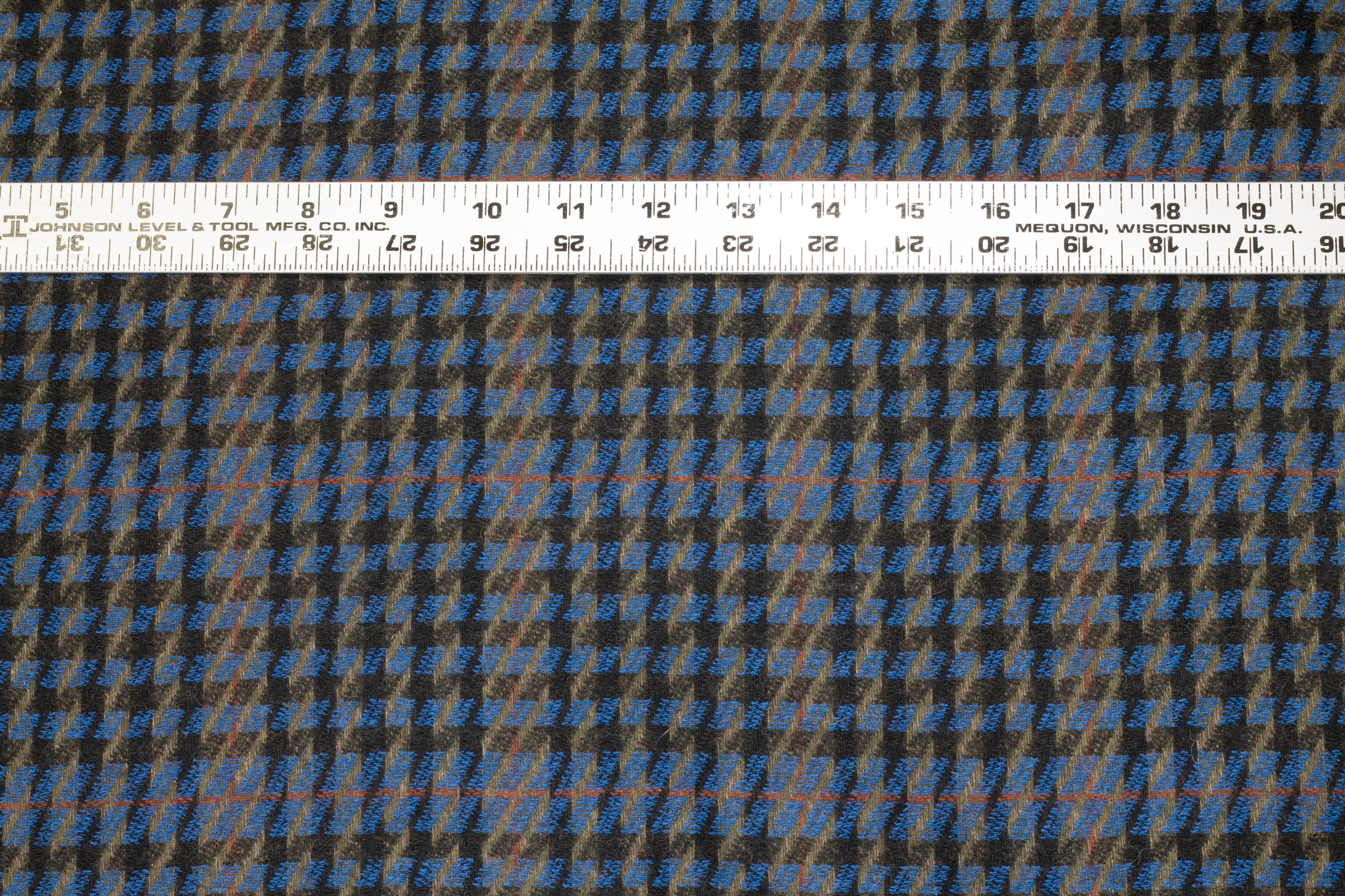 Black and Blue Houndstooth Italian Wool - Prime Fabrics