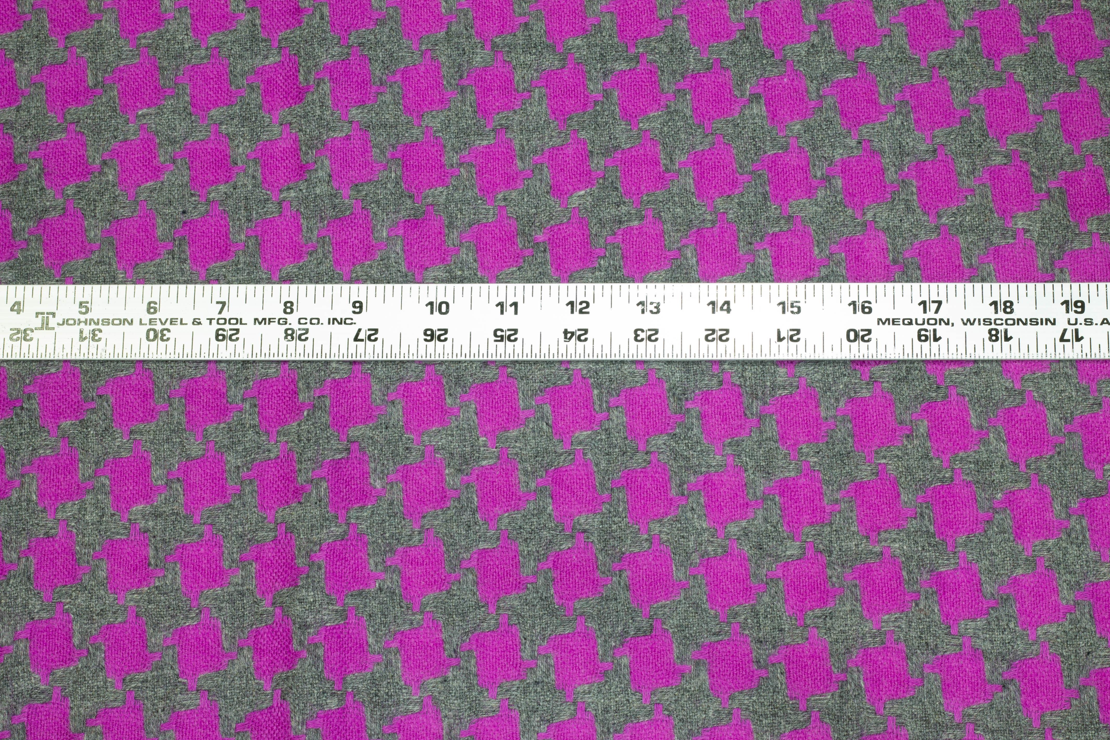 Purple and Gray Houndstooth Italian Wool - Prime Fabrics