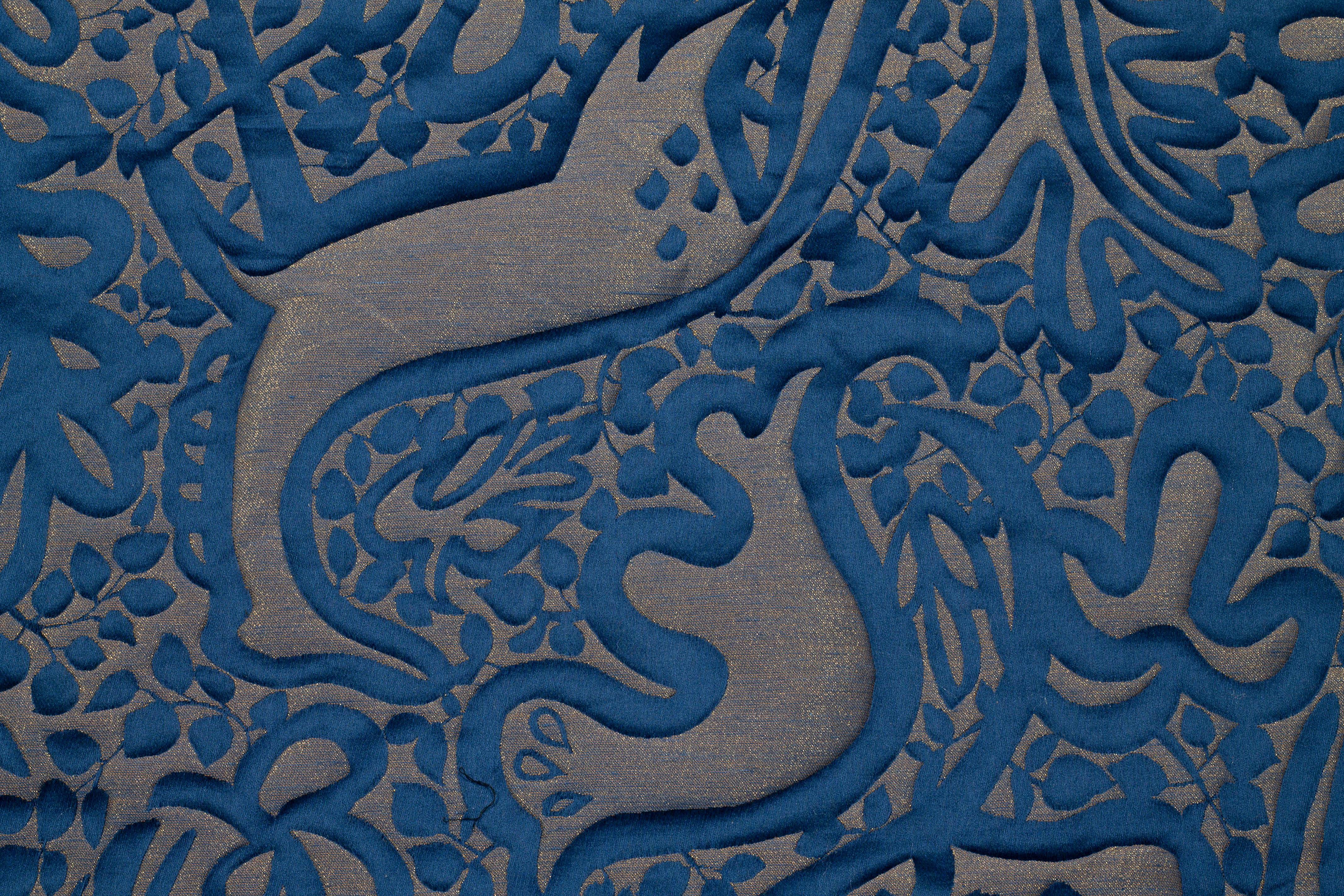 Blue and Gray Metallic French Brocade - Prime Fabrics