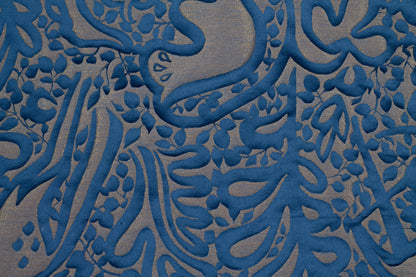 Blue and Gray Metallic French Brocade - Prime Fabrics