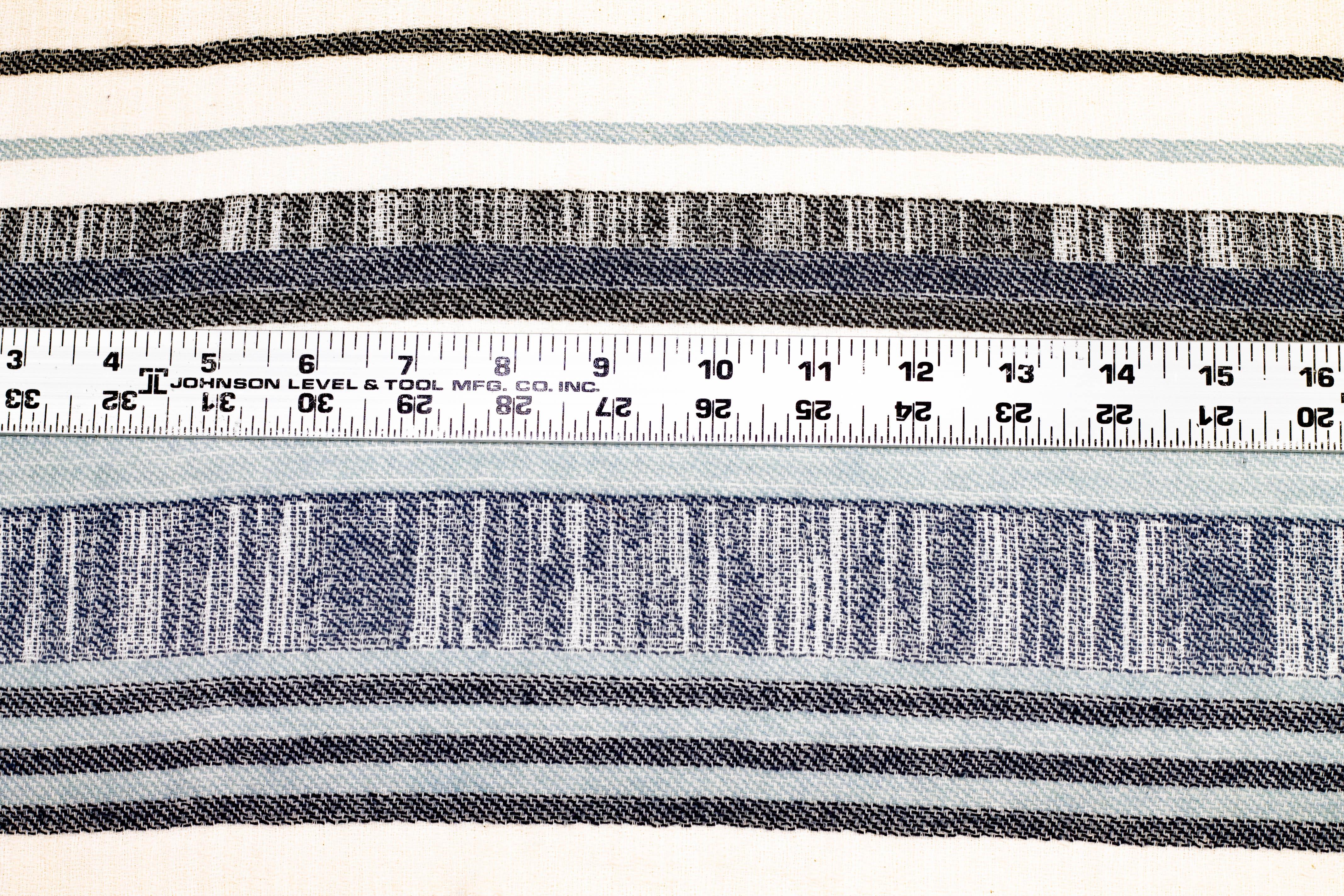 Blue and Gray Striped Linen - Prime Fabrics