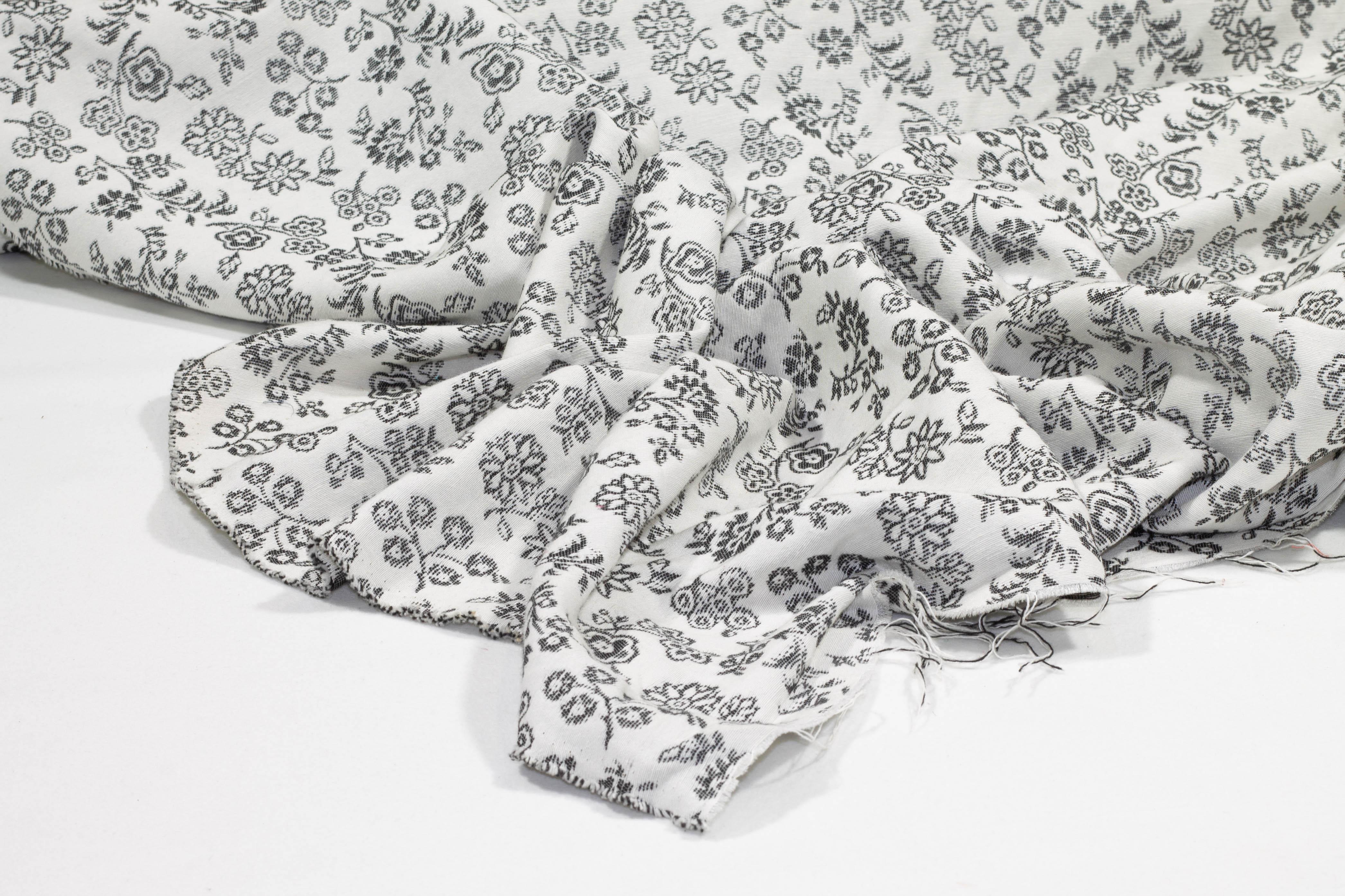 Gray and White Floral Italian Brocade - Prime Fabrics