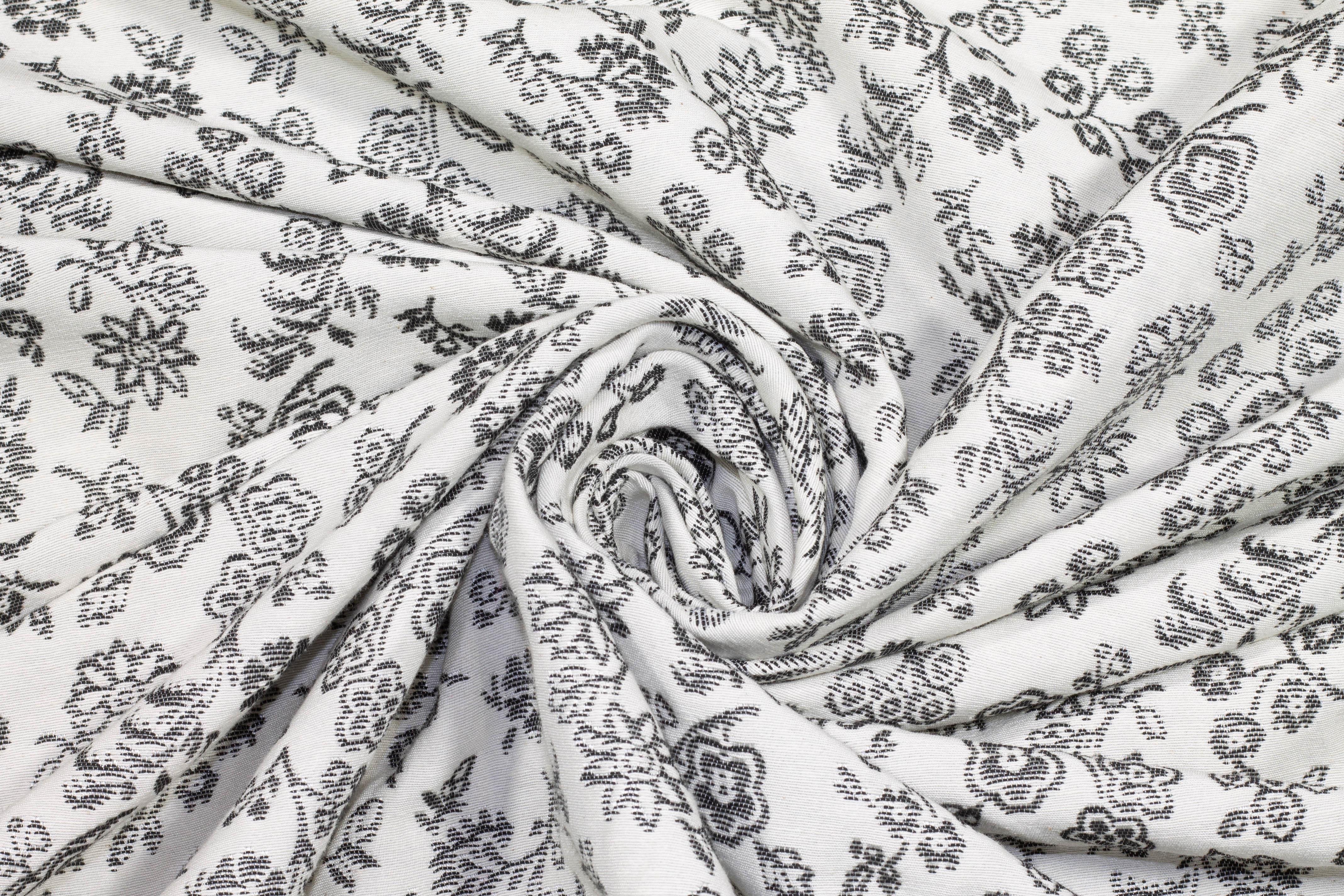 Gray and White Floral Italian Brocade - Prime Fabrics