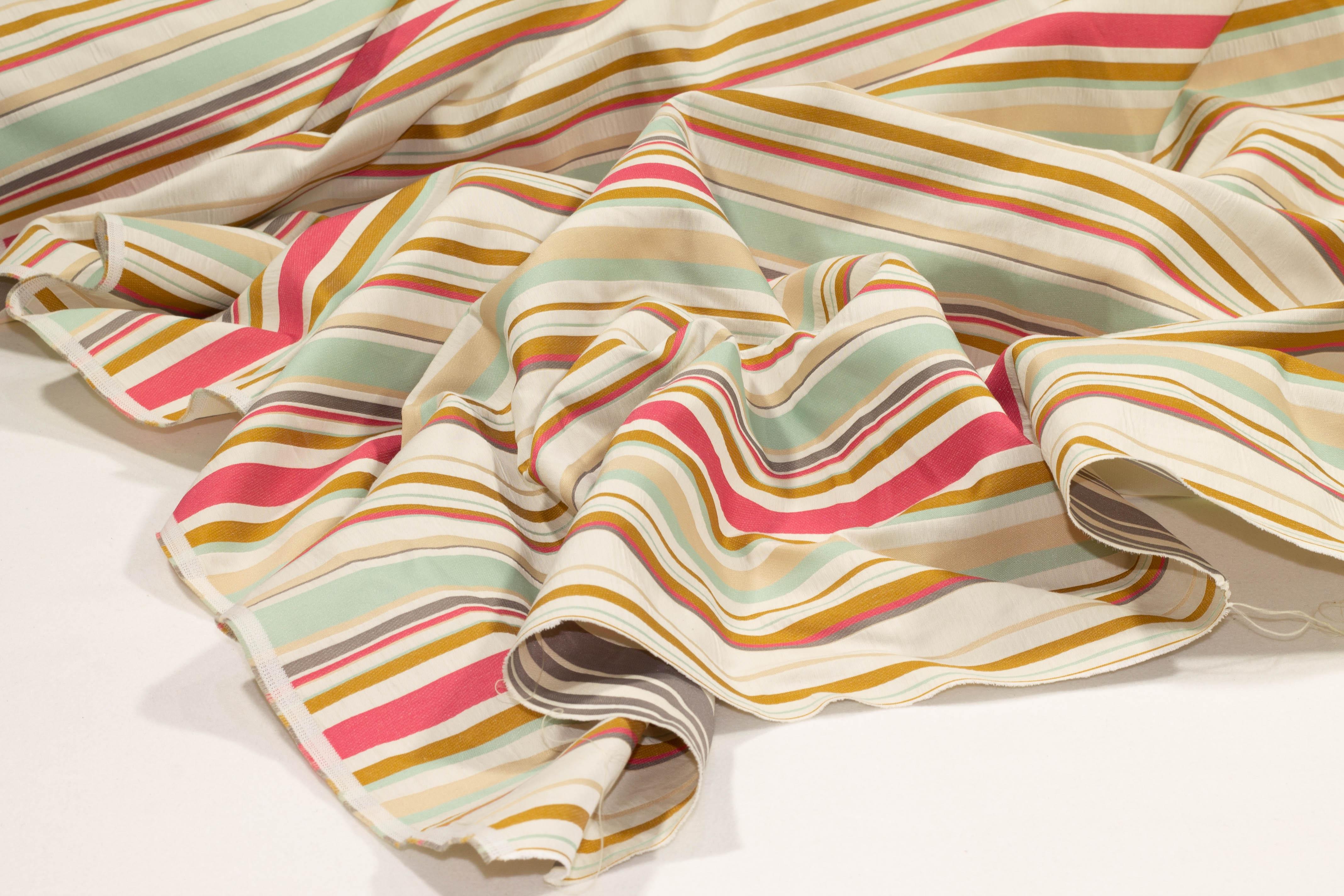 Multicolor Striped Italian Cotton Jacquard - Prime Fabrics