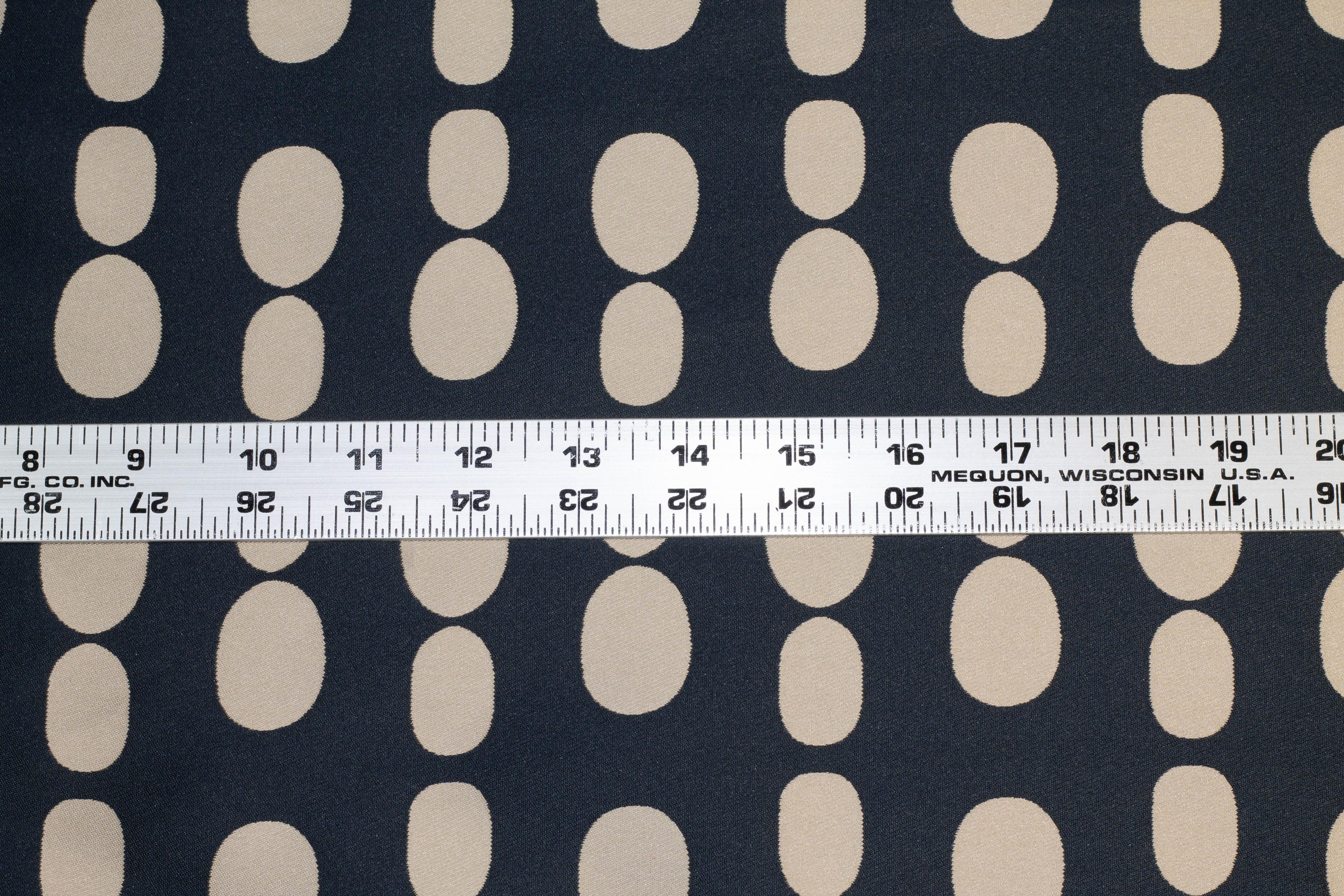 Navy and Taupe Double Faced Dotted Jacquard - Prime Fabrics