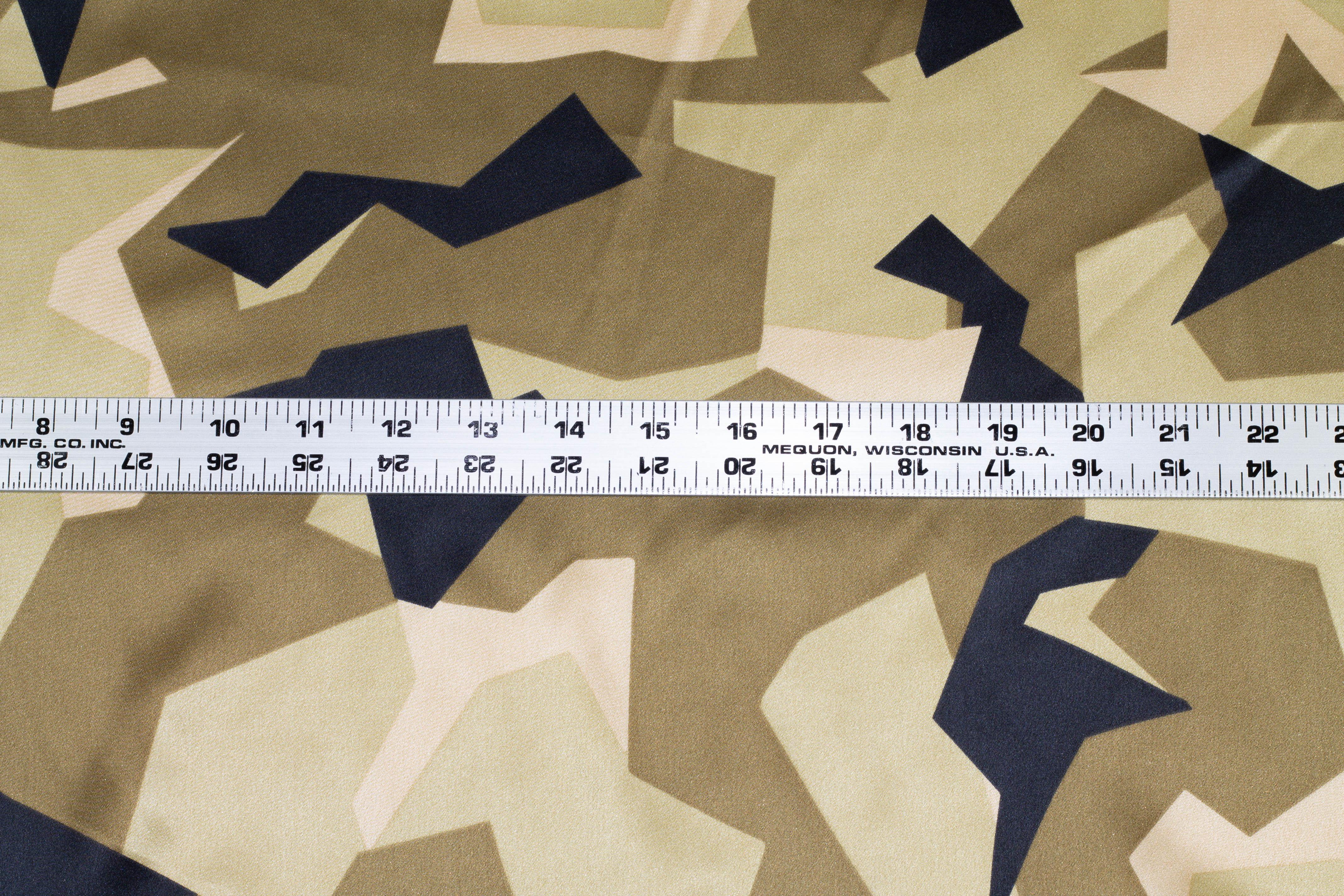 Khaki Camouflage Silk Charmeuse - Prime Fabrics