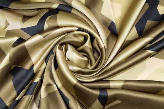 Khaki Camouflage Silk Charmeuse - Prime Fabrics