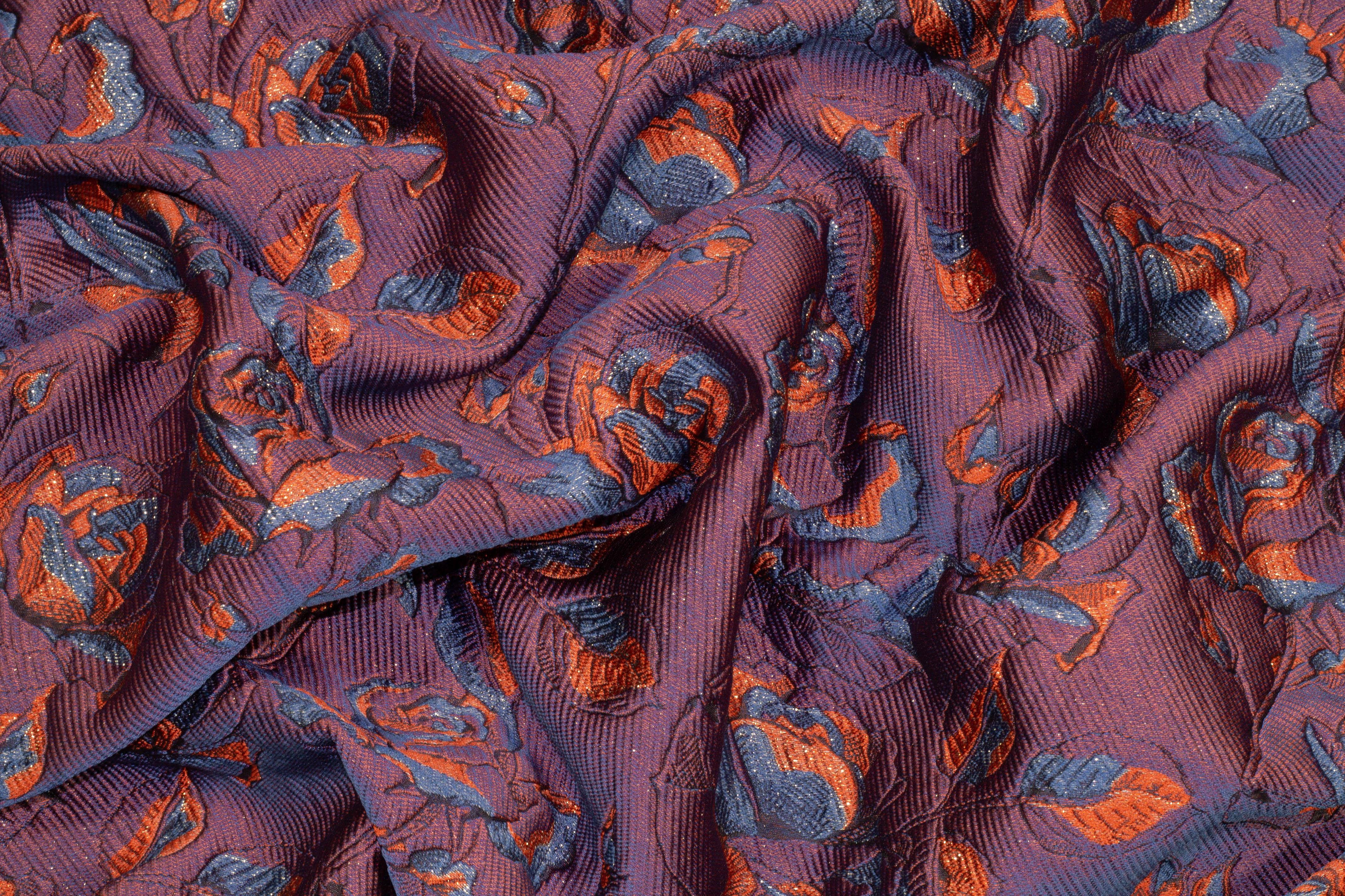 Multicolor Floral Iridescent Metallic Brocade - Prime Fabrics