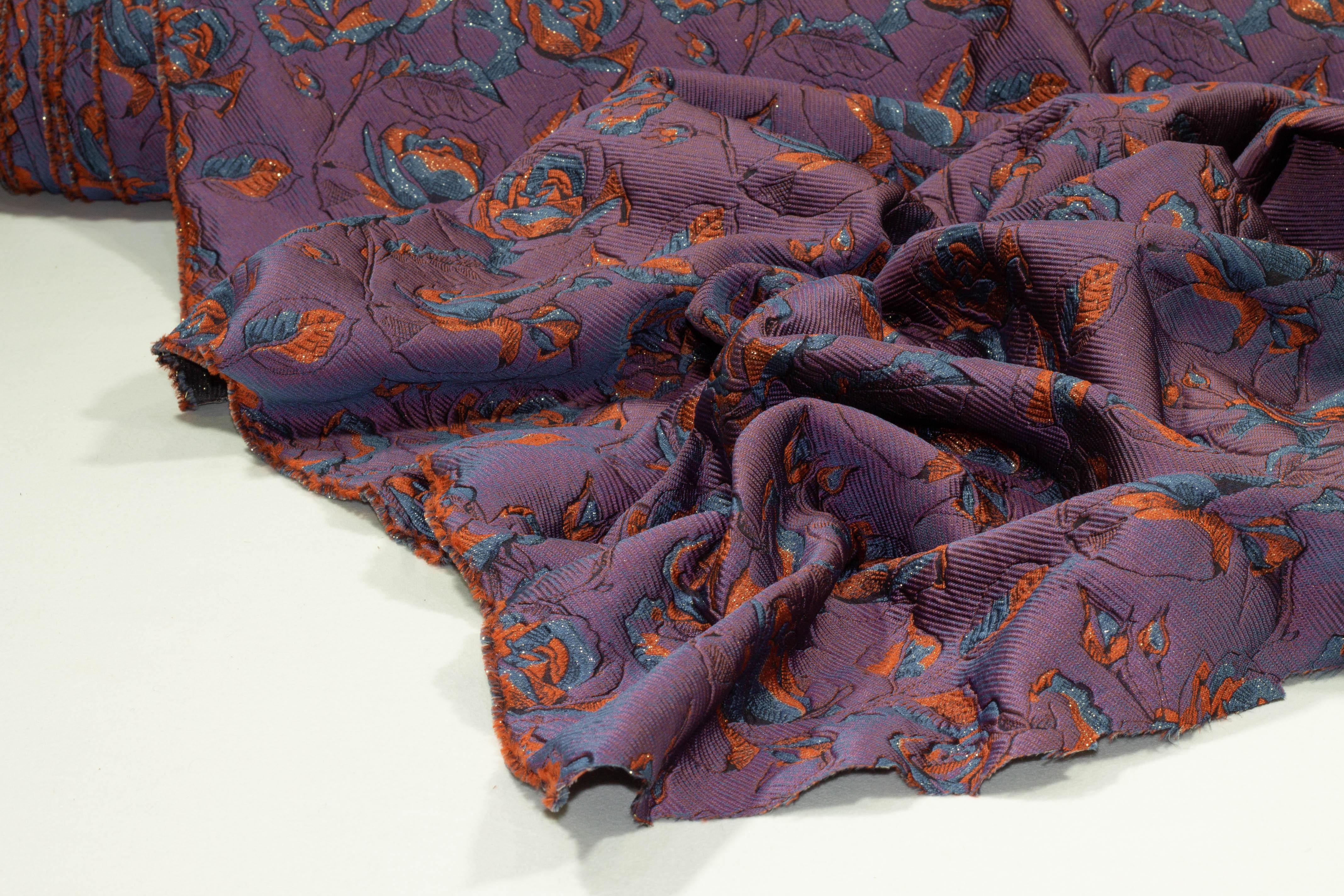 Multicolor Floral Iridescent Metallic Brocade - Prime Fabrics