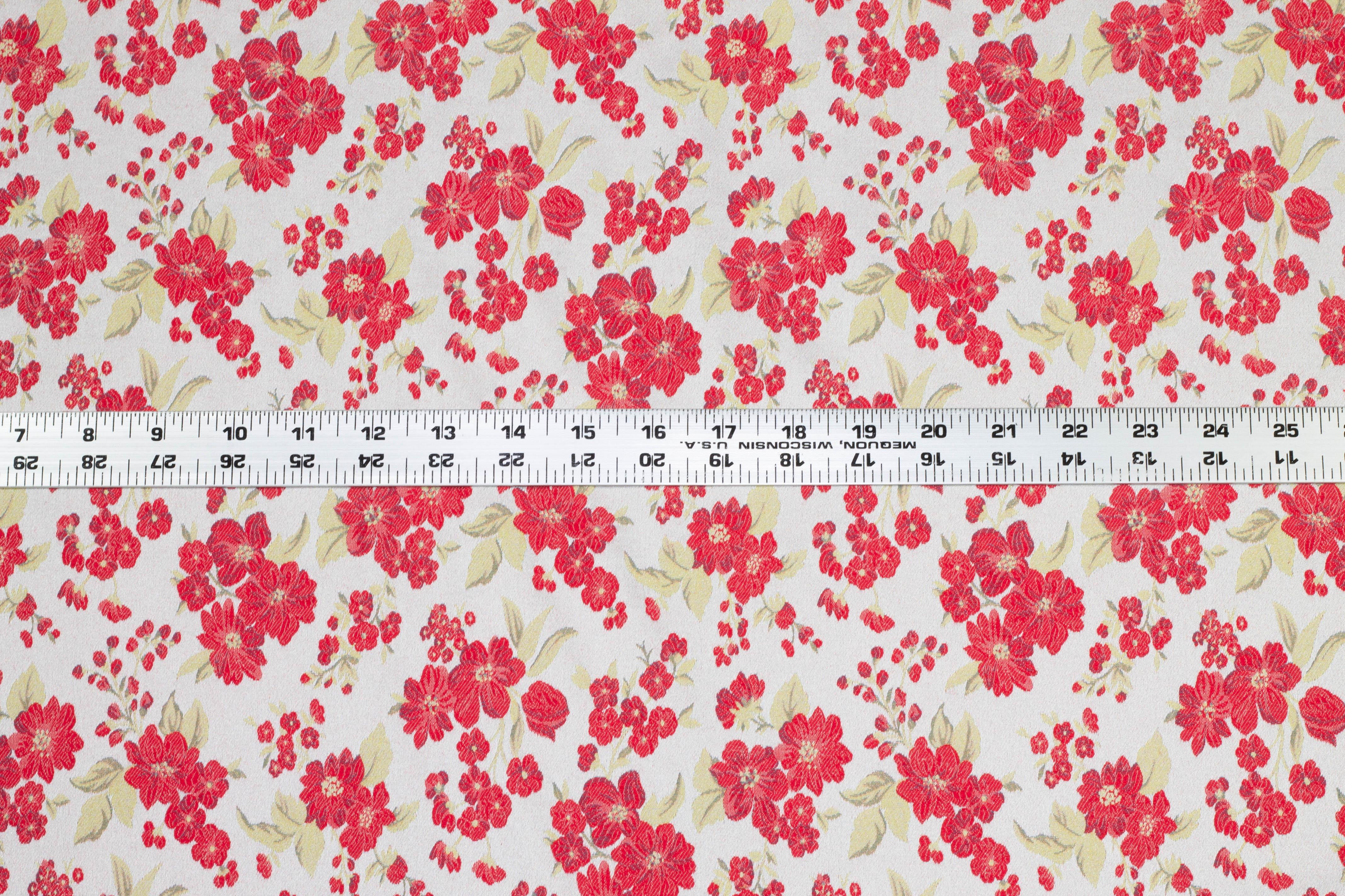 Red and Yellow Floral Jacquard - Prime Fabrics