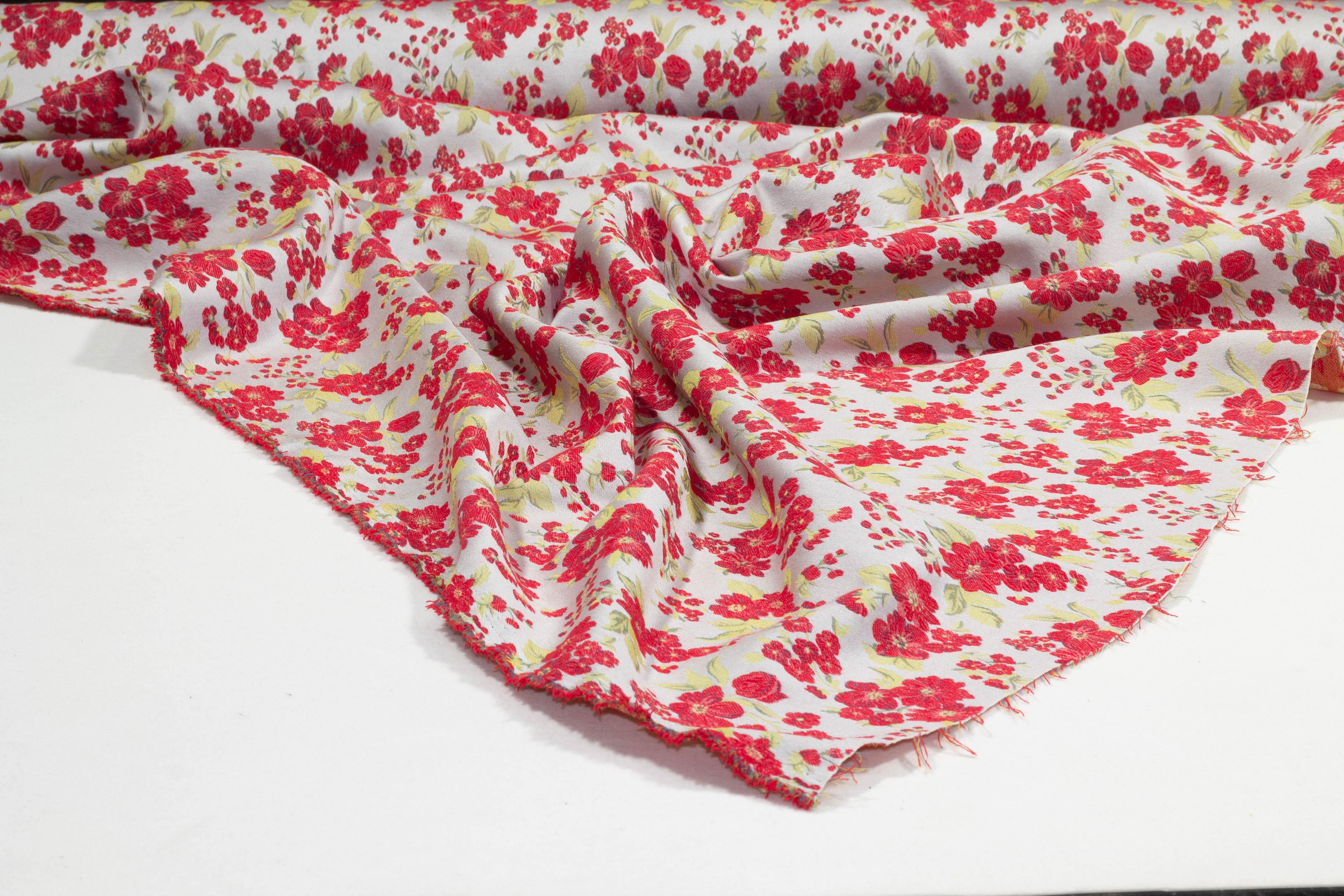 Red and Yellow Floral Jacquard - Prime Fabrics
