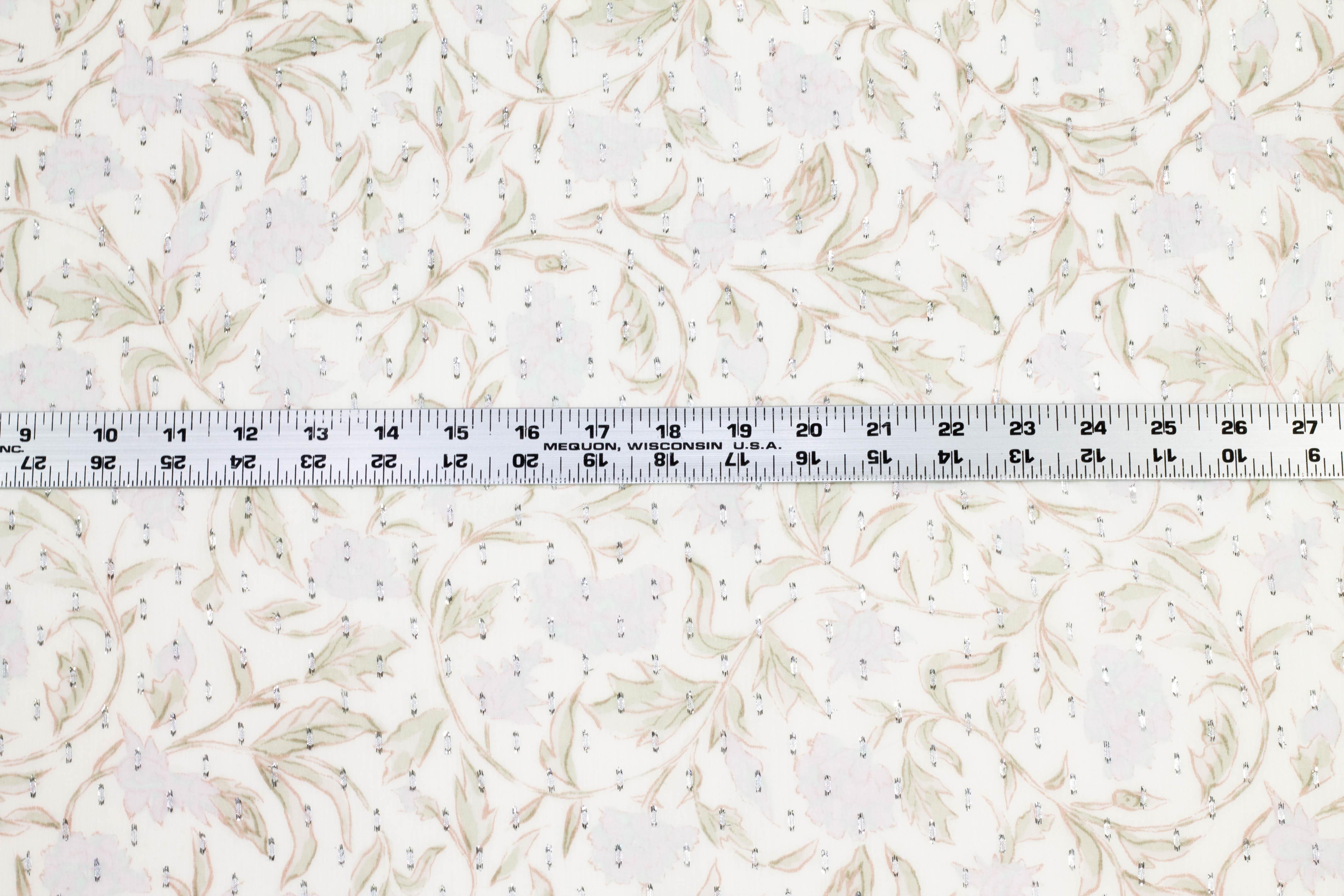 Floral Metallic Crushed Silk Chiffon - Prime Fabrics