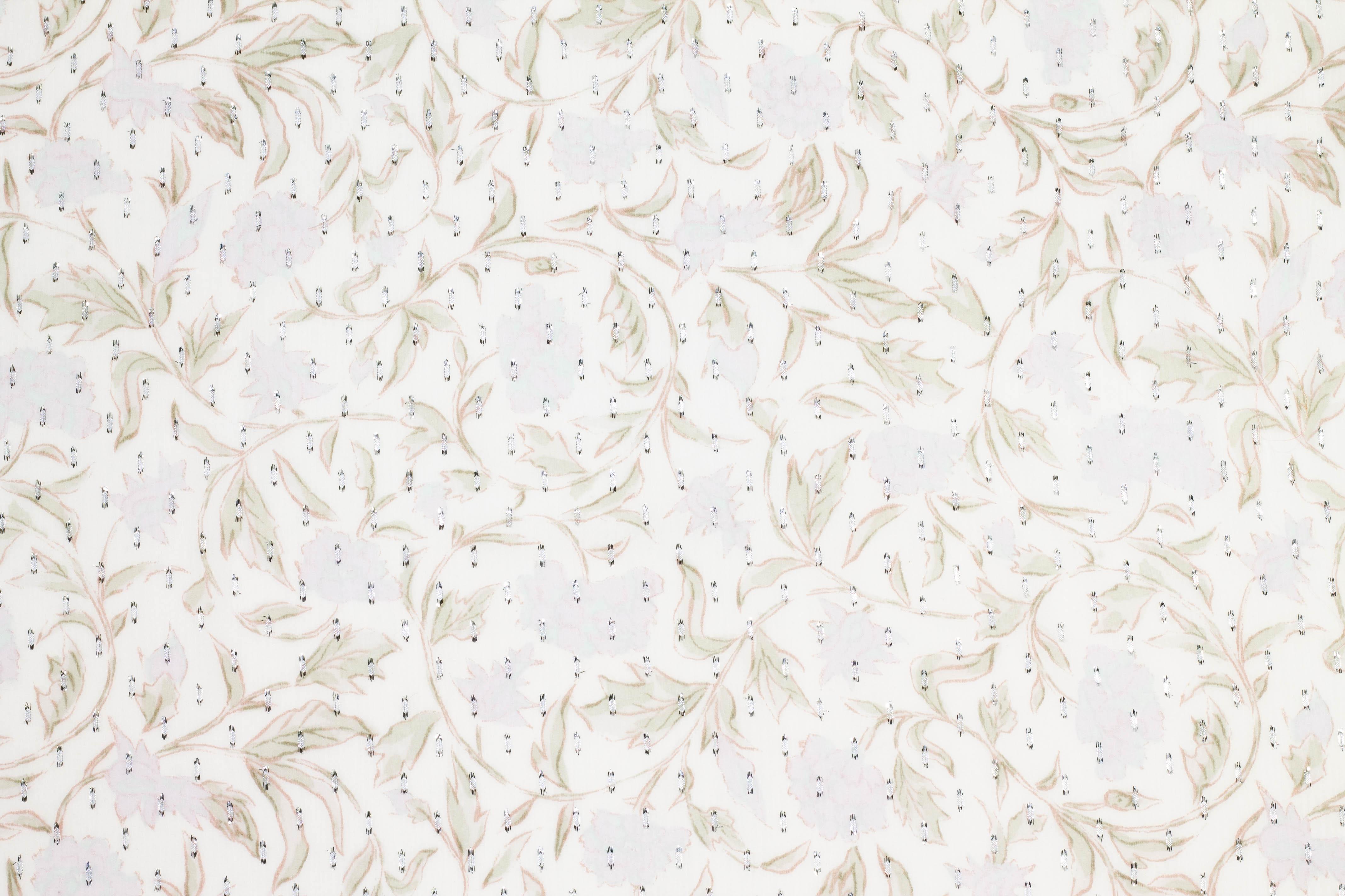 Floral Metallic Crushed Silk Chiffon - Prime Fabrics