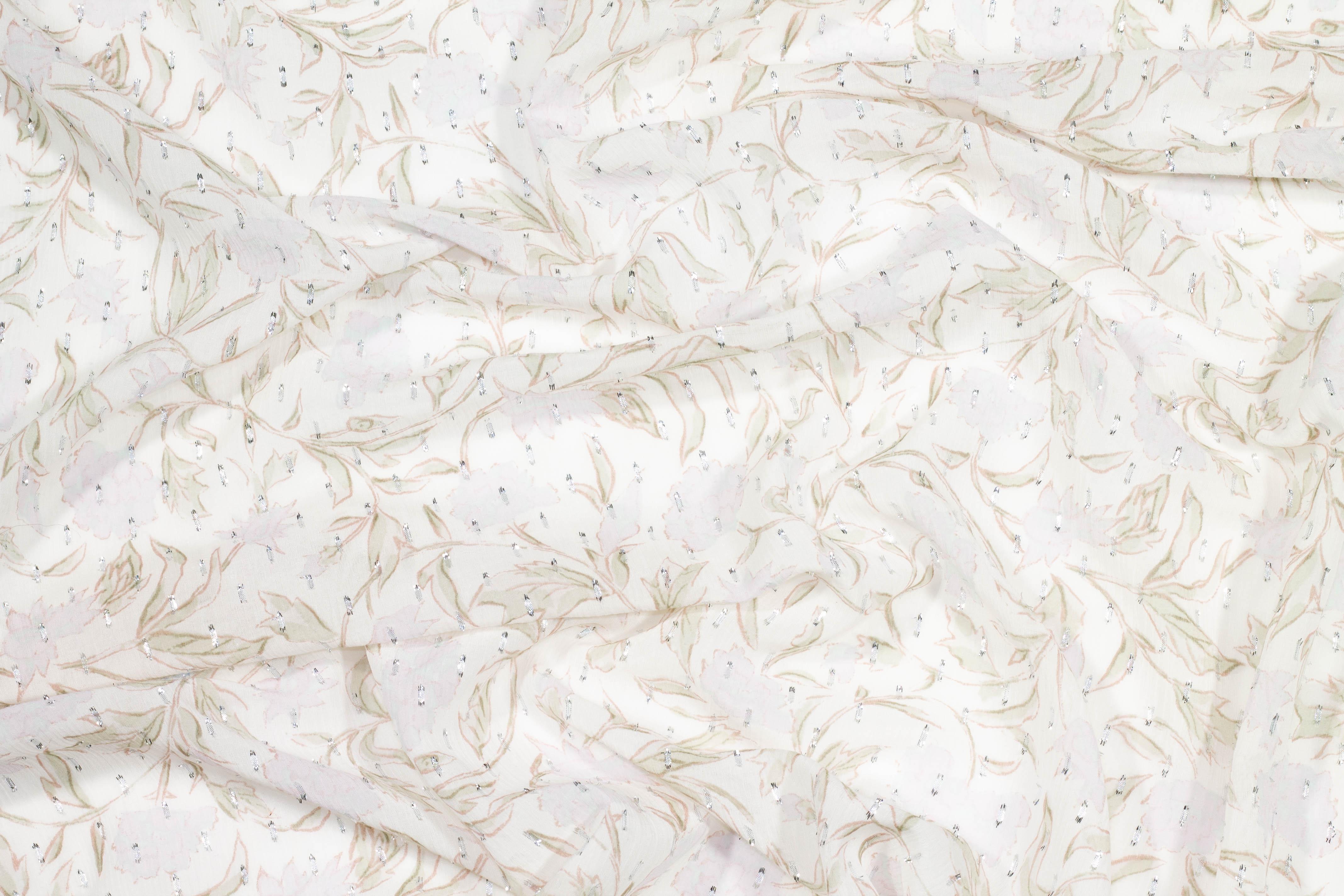 Floral Metallic Crushed Silk Chiffon - Prime Fabrics
