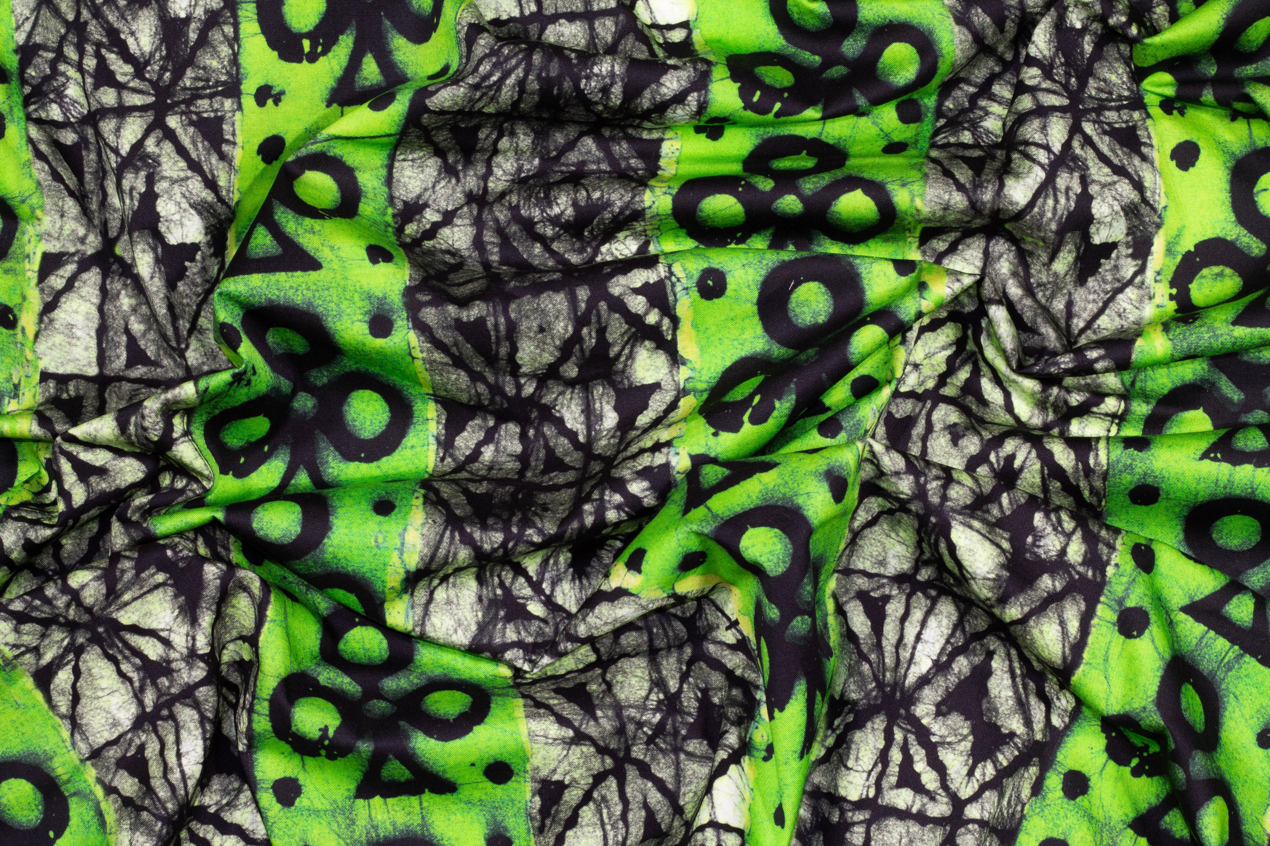 Green, Gray, and Black Abstract Stretch Cotton - Prime Fabrics