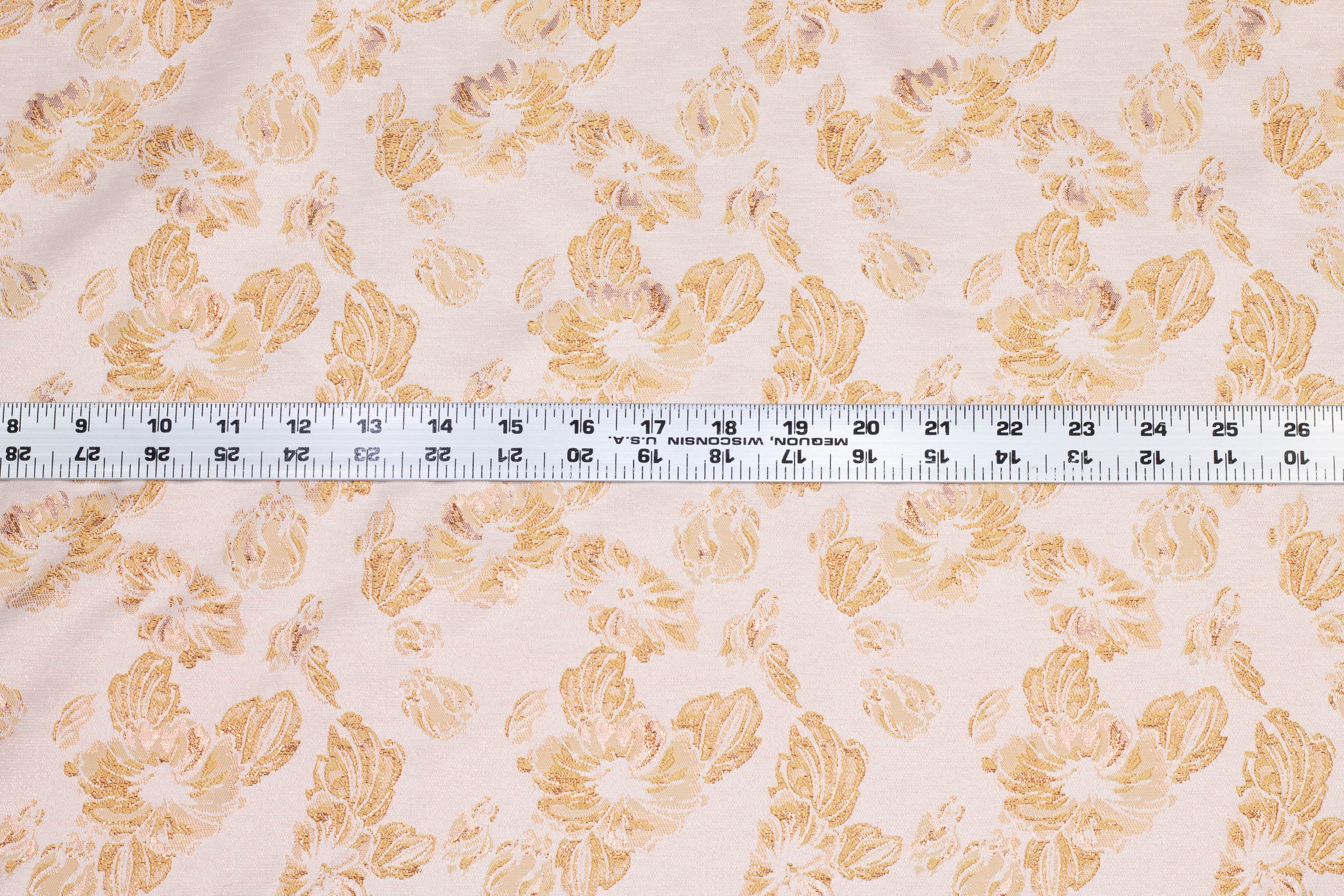 Peach Orange Metallic Brocade - Prime Fabrics