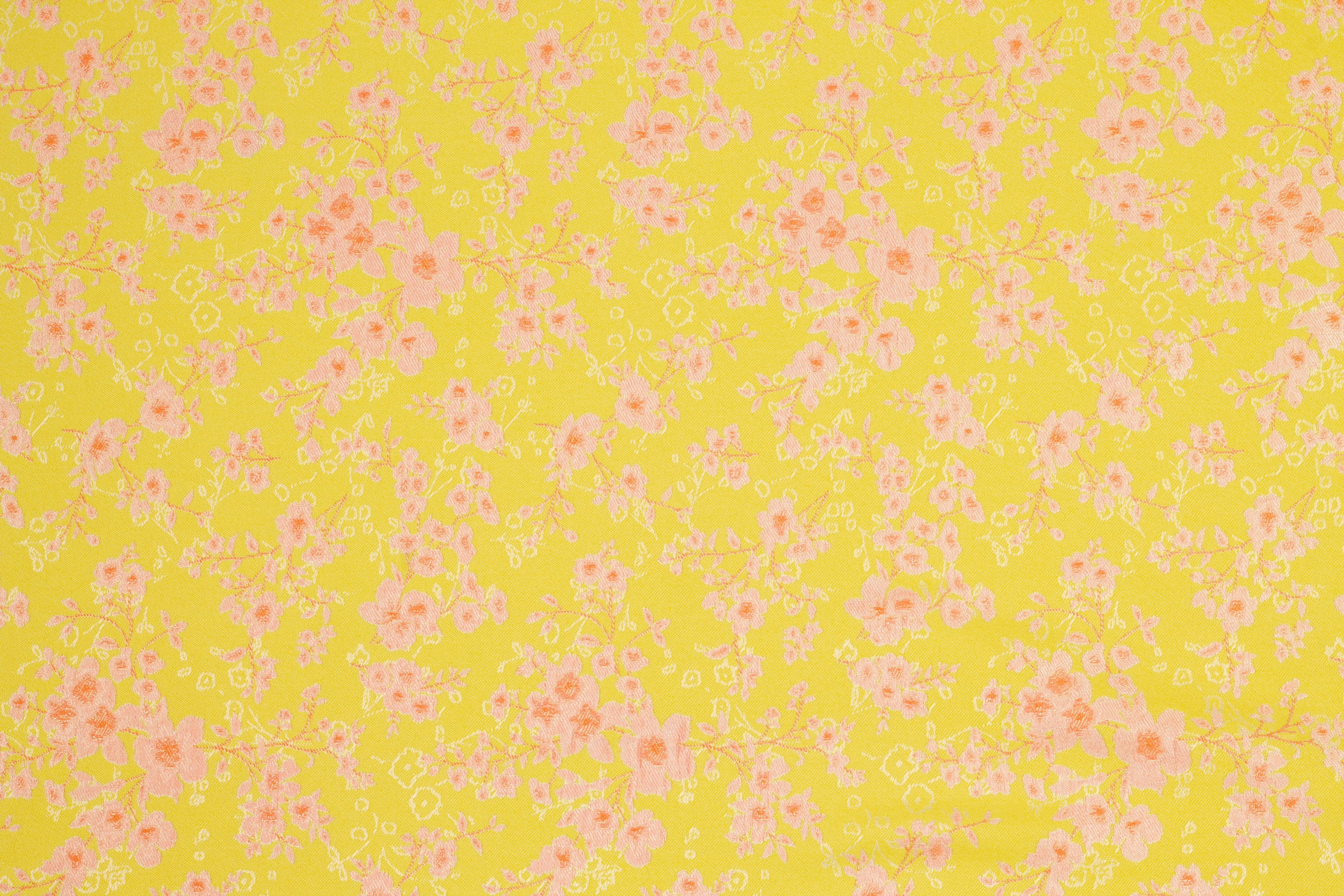 Pink and Yellow Double Faced Floral Jacquard - Prime Fabrics