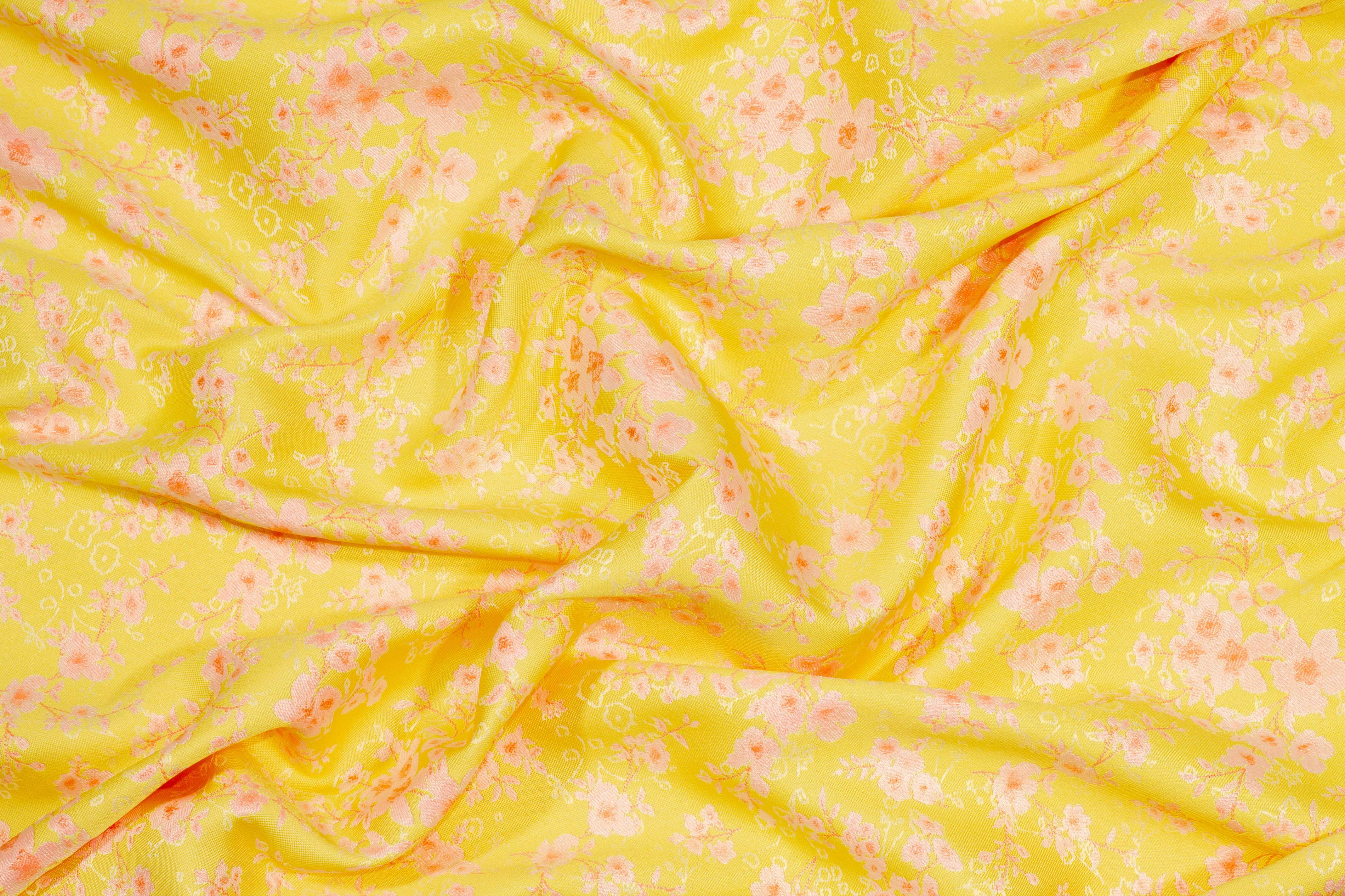 Pink and Yellow Double Faced Floral Jacquard - Prime Fabrics