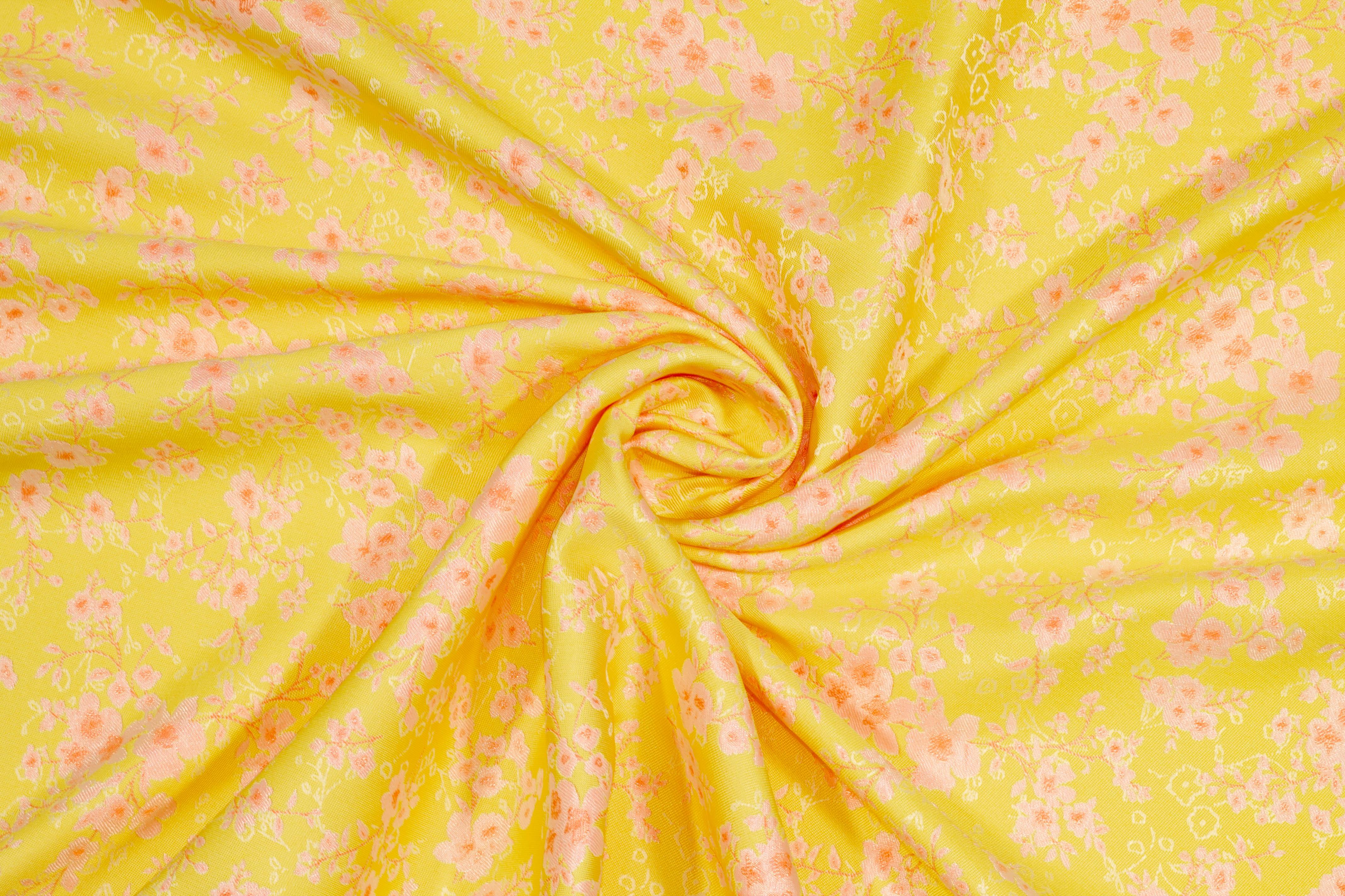 Pink and Yellow Double Faced Floral Jacquard - Prime Fabrics