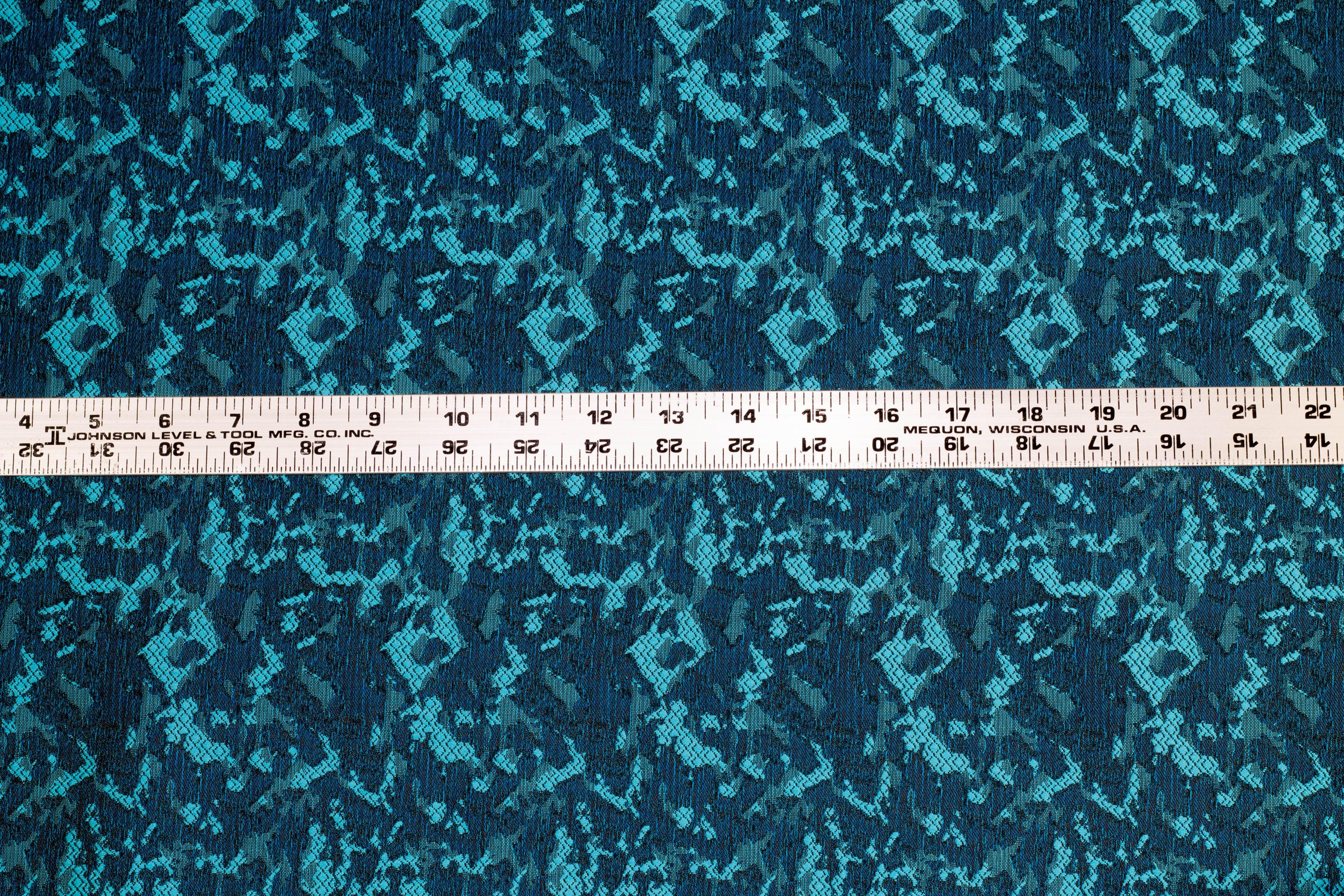 Aqua Blue Abstract Jacquard - Prime Fabrics
