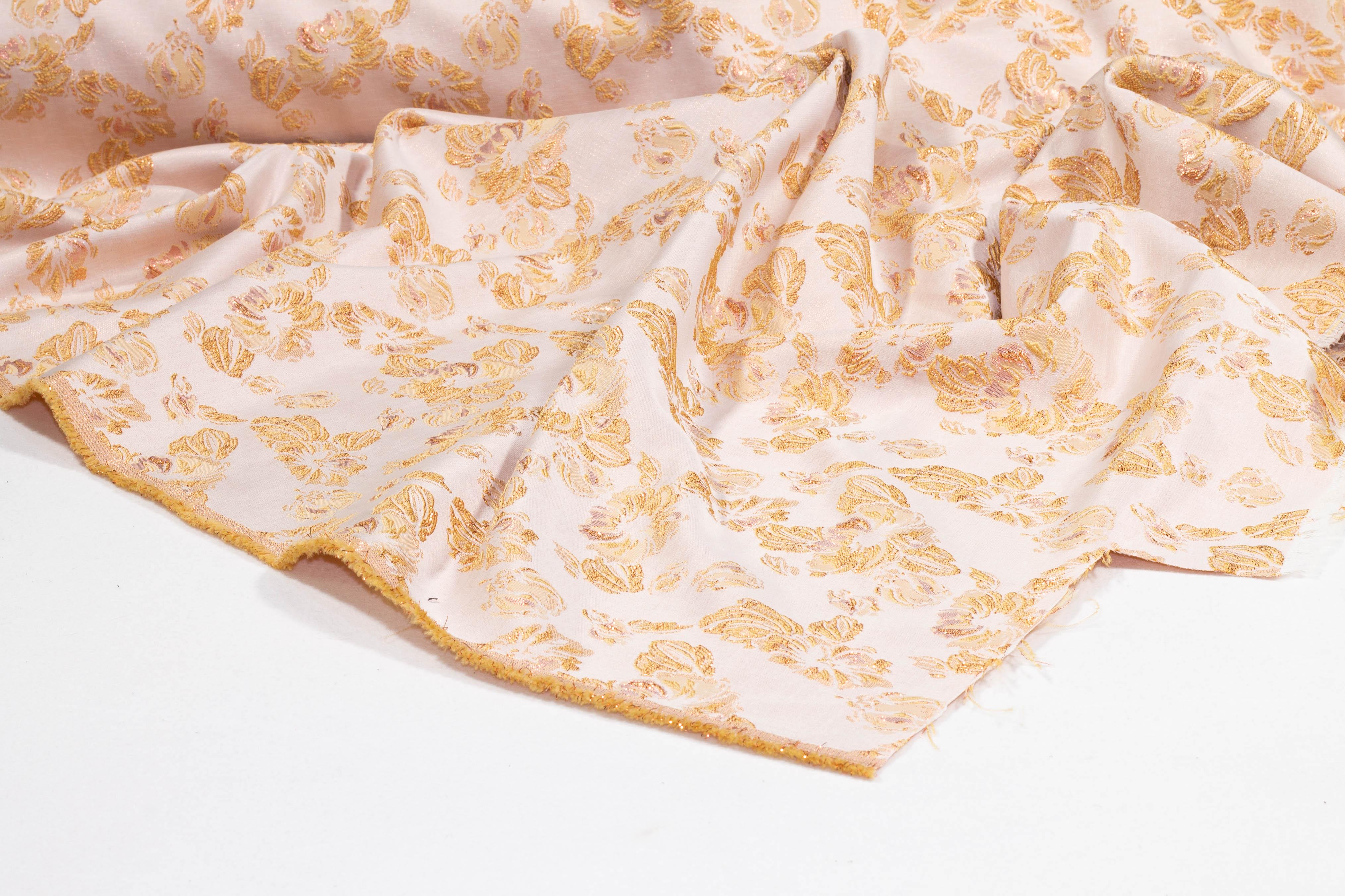 Peach Orange Metallic Brocade - Prime Fabrics