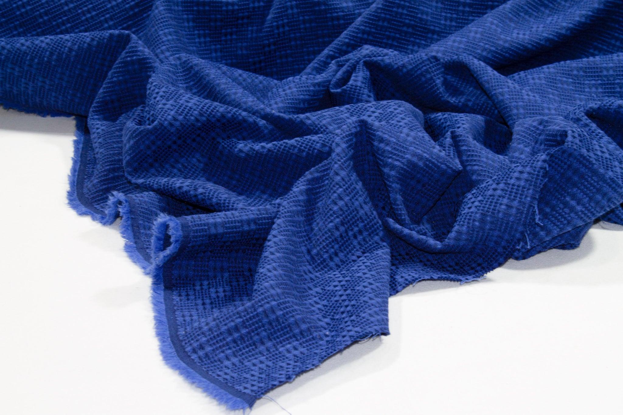 Blue Cotton Acrylic French Brocade - Prime Fabrics