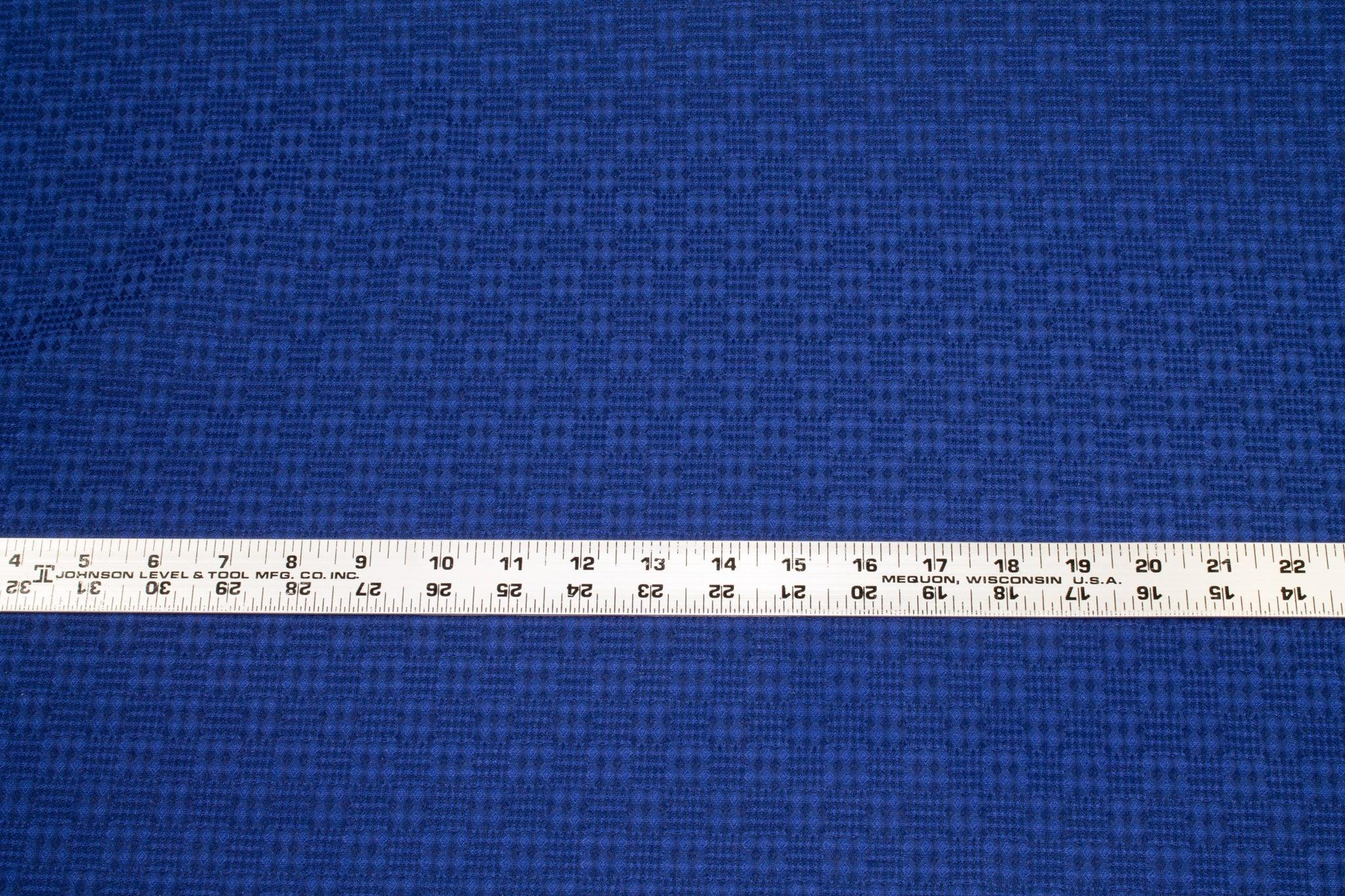 Blue Cotton Acrylic French Brocade - Prime Fabrics