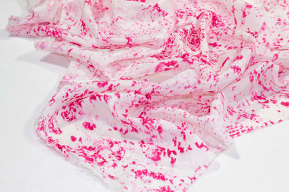 Abstract Pink and White Silk Crepe De Chine - Prime Fabrics