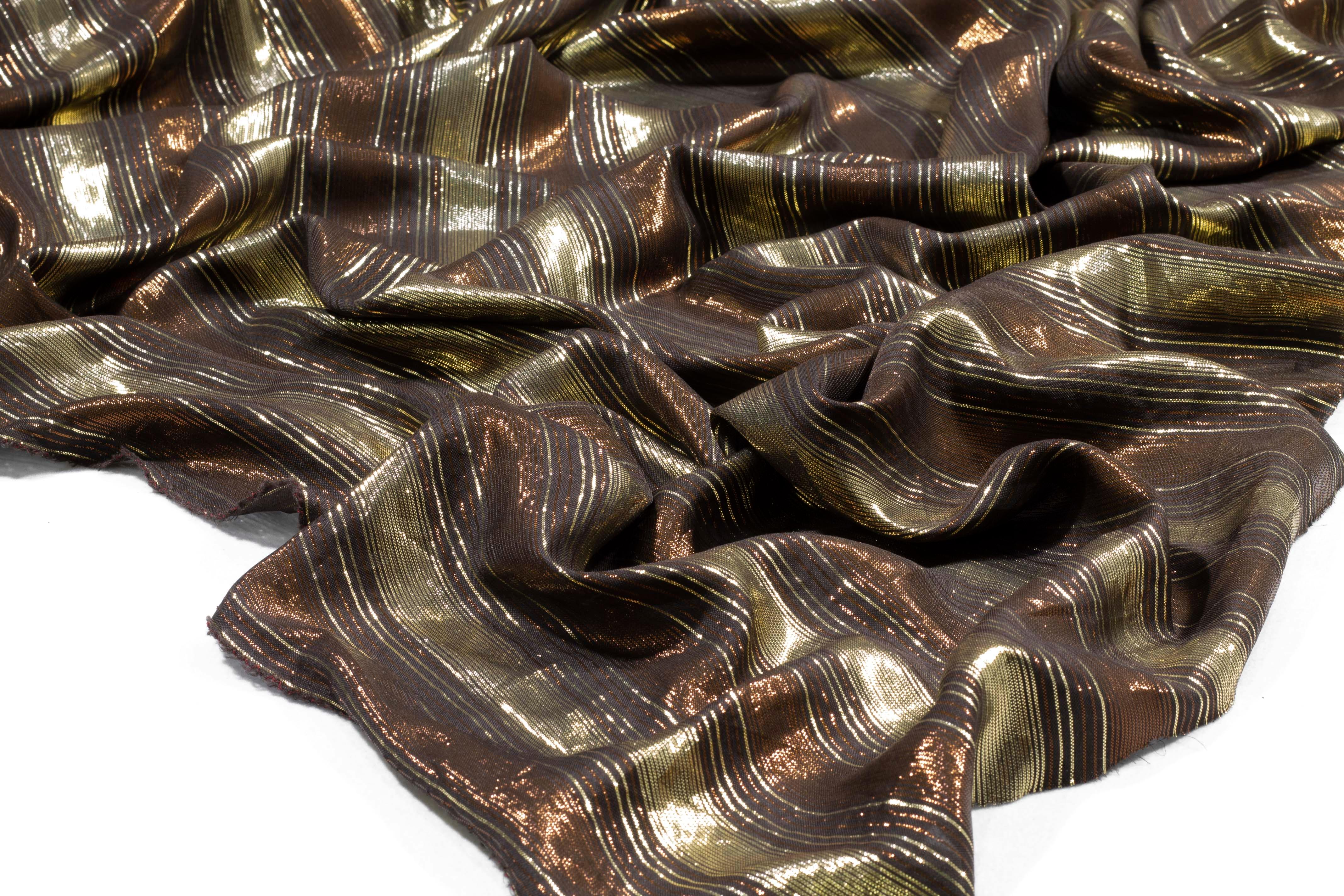 Bronze and Gold Striped Metallic Silk - Prime Fabrics