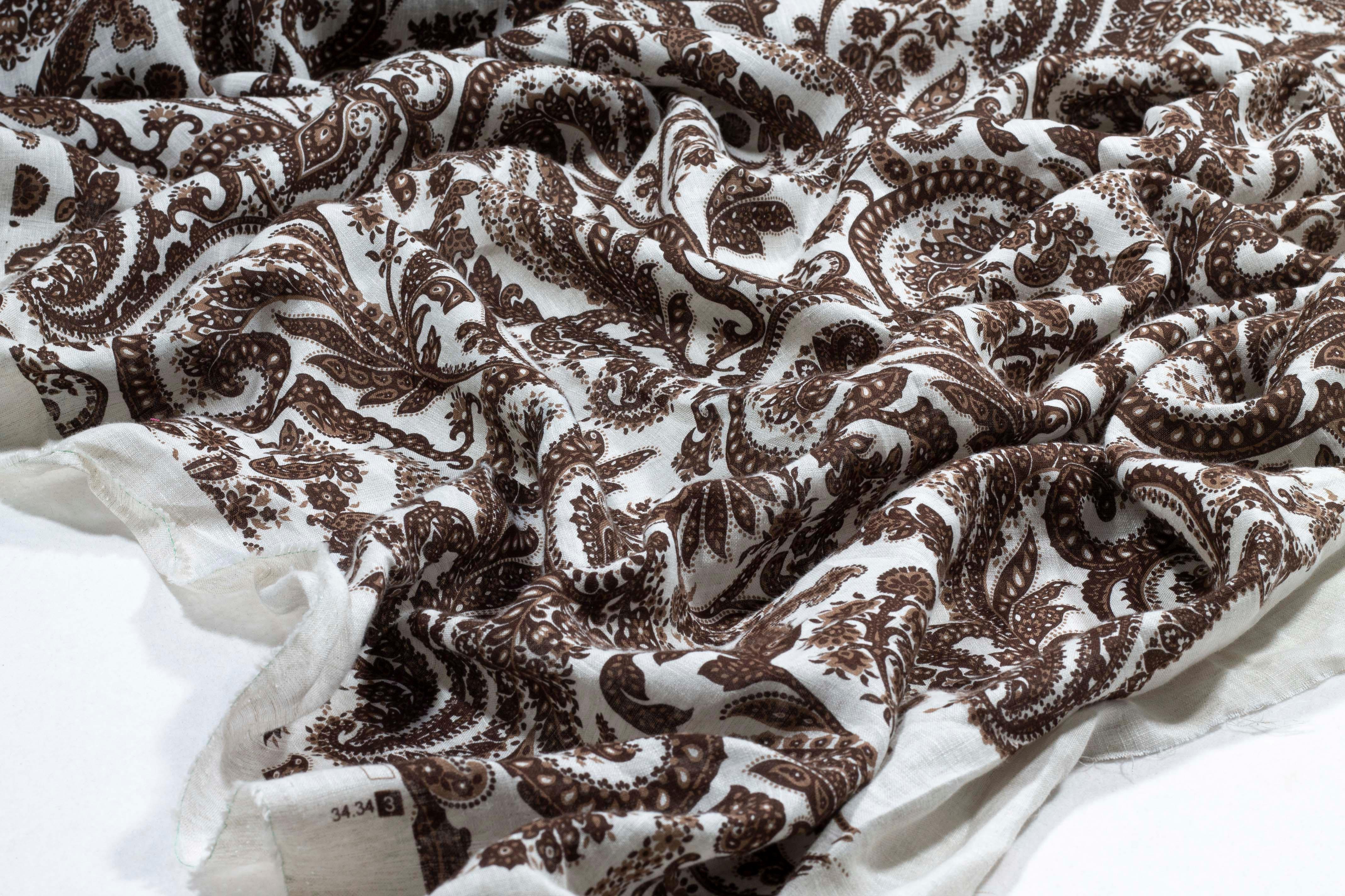 Brown Floral Linen - Prime Fabrics