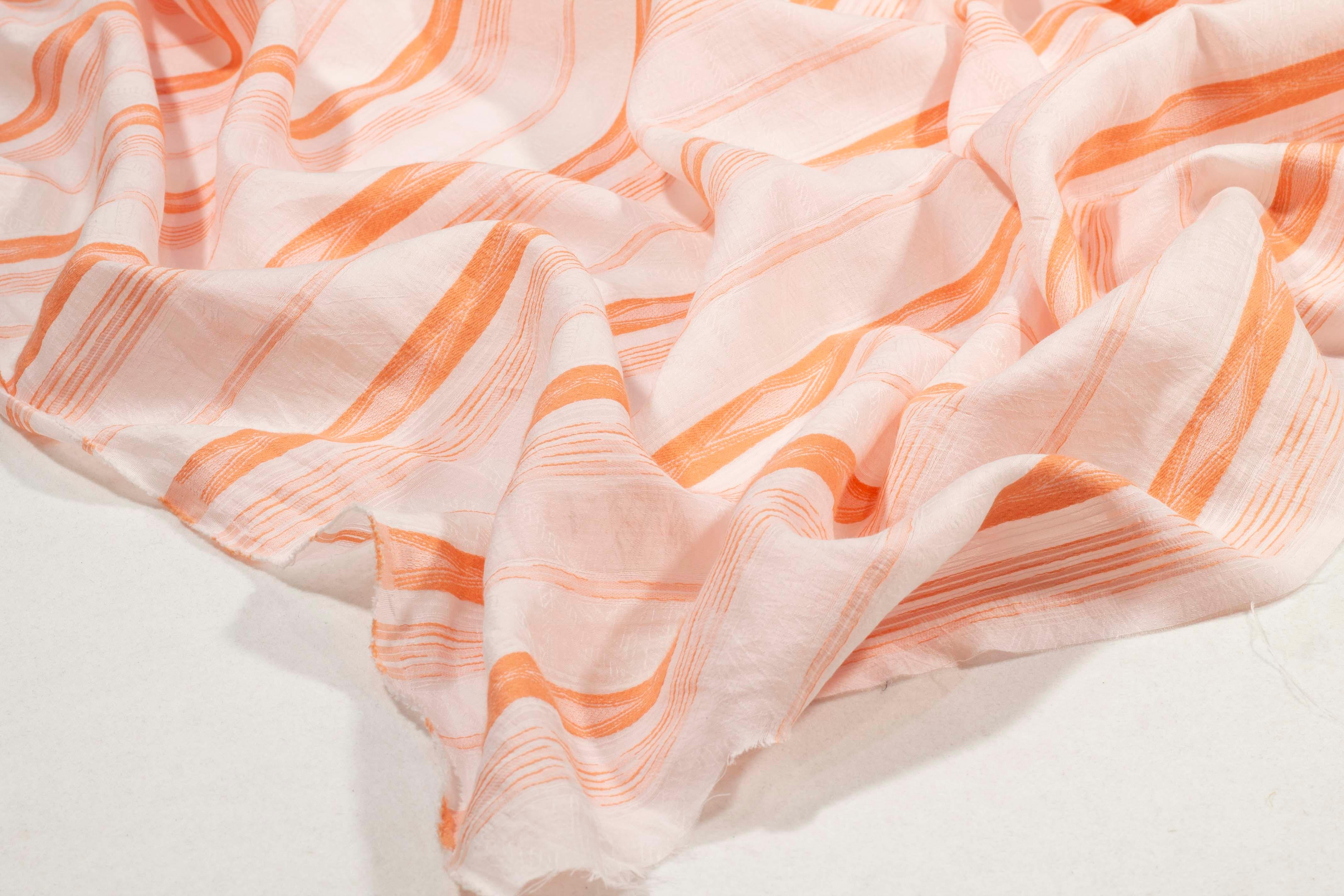 Coral Striped Linen - Prime Fabrics