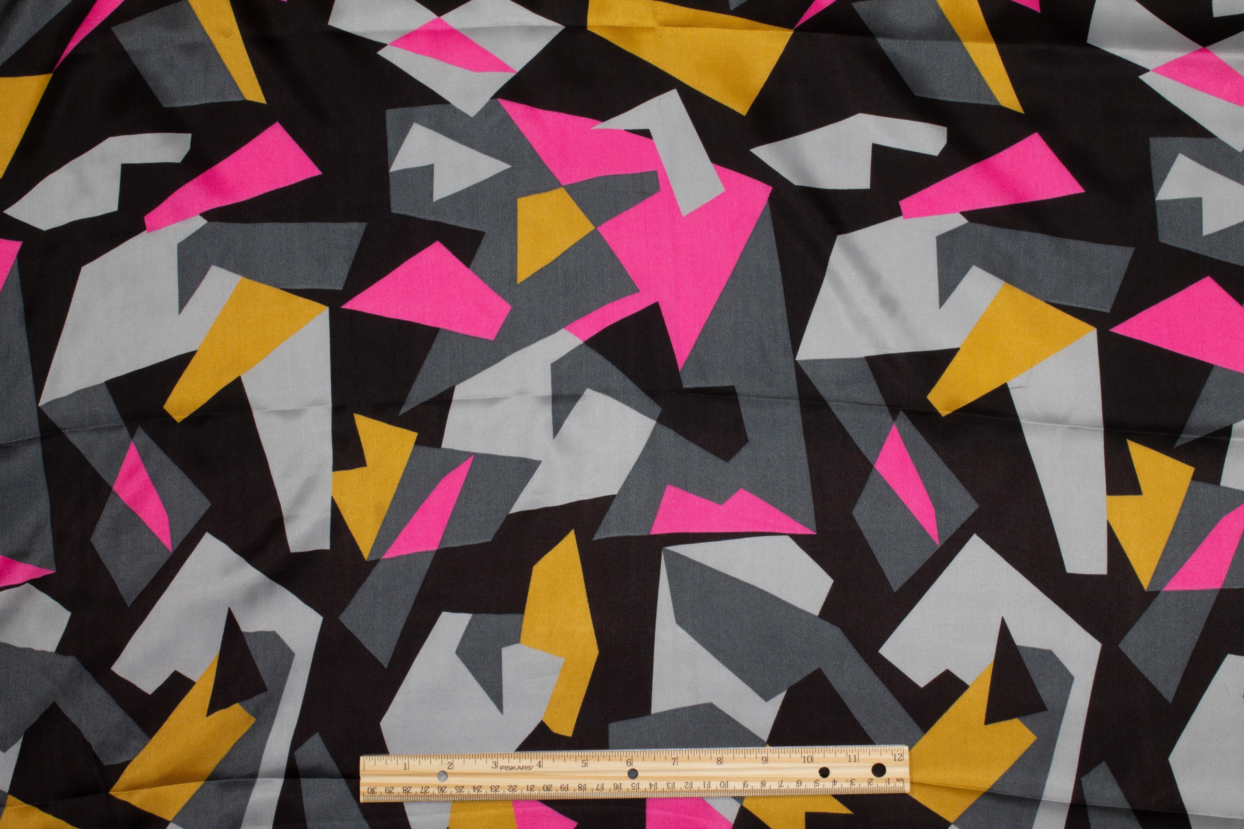 Multicolor Geometric Italian Viscose Twill - Prime Fabrics