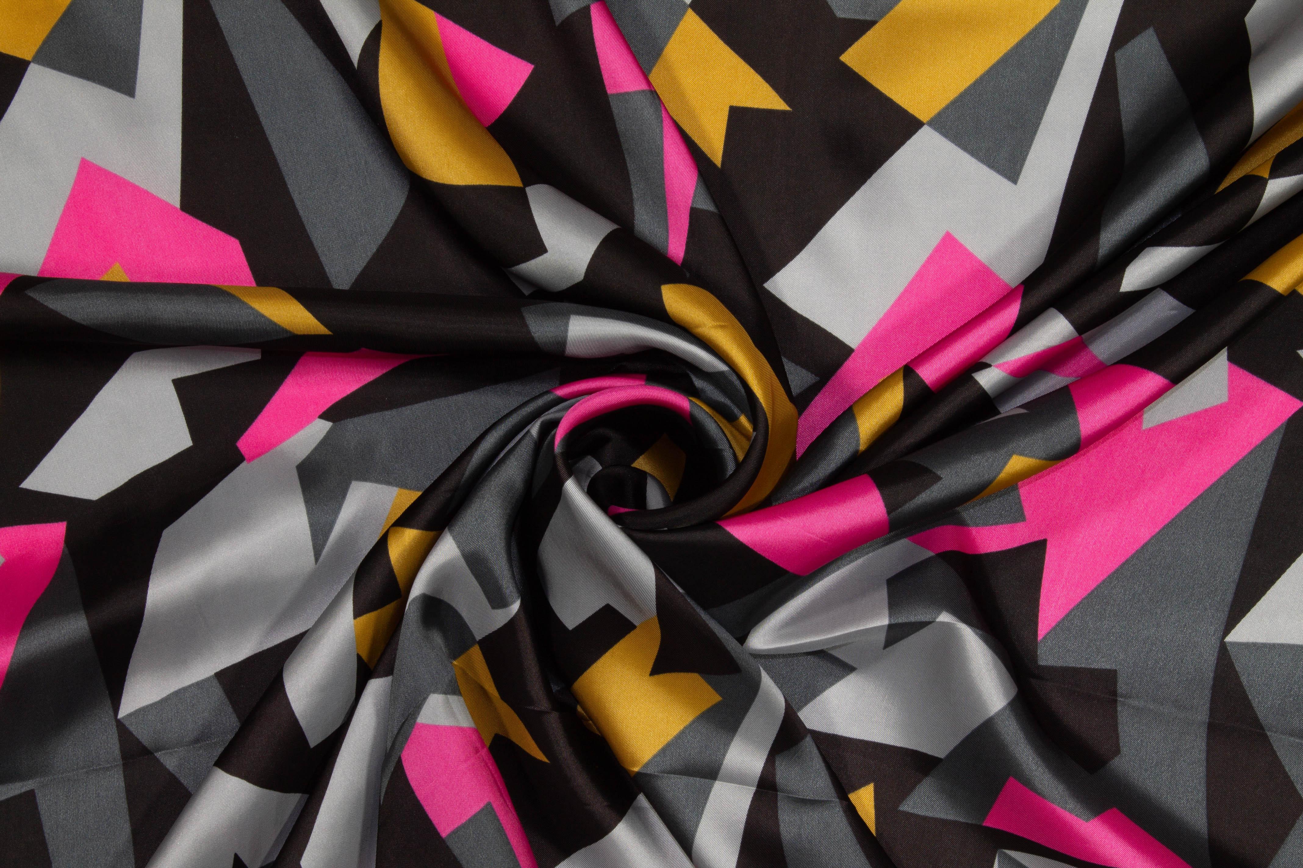 Multicolor Geometric Italian Viscose Twill - Prime Fabrics