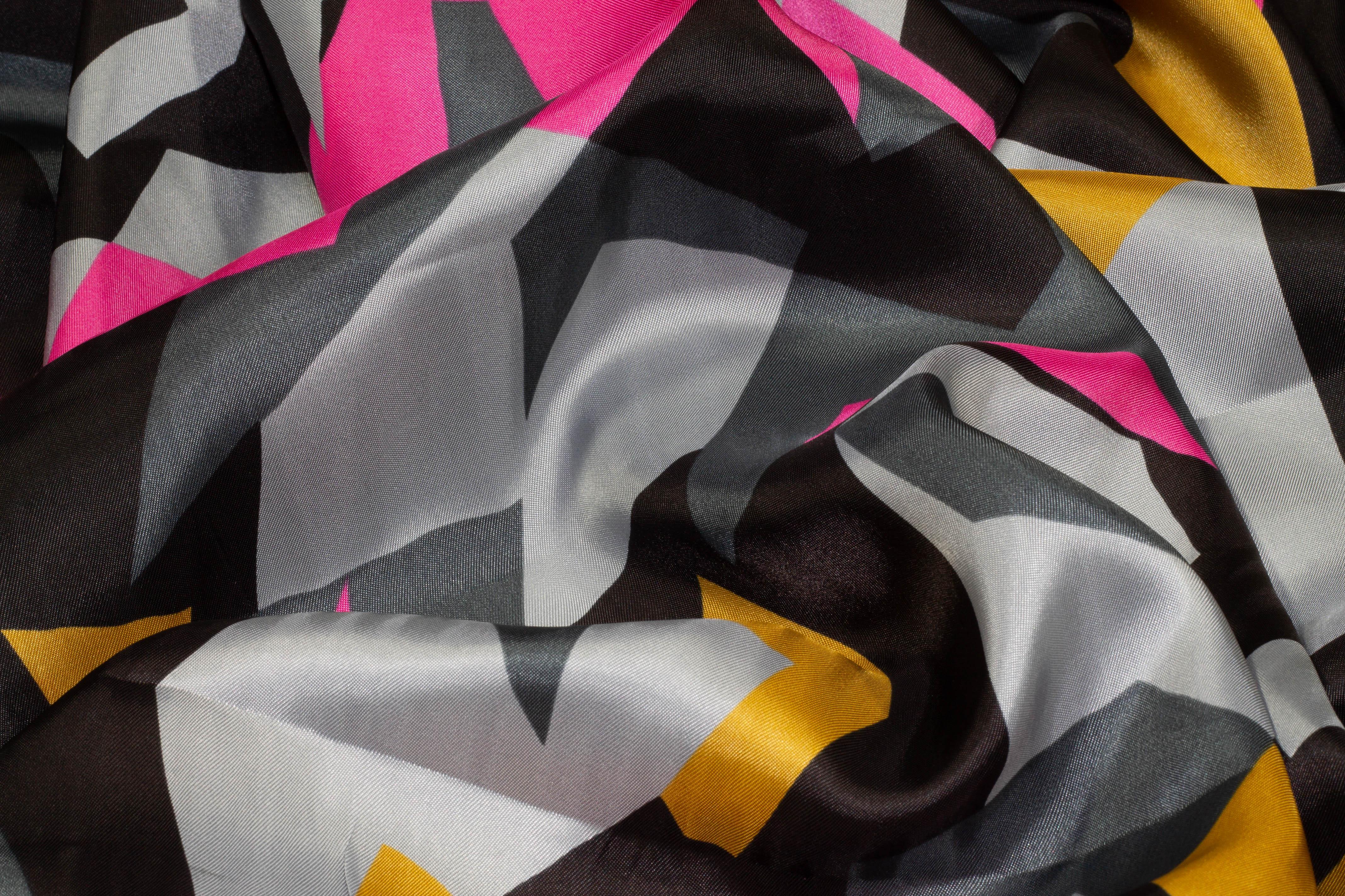 Multicolor Geometric Italian Viscose Twill - Prime Fabrics