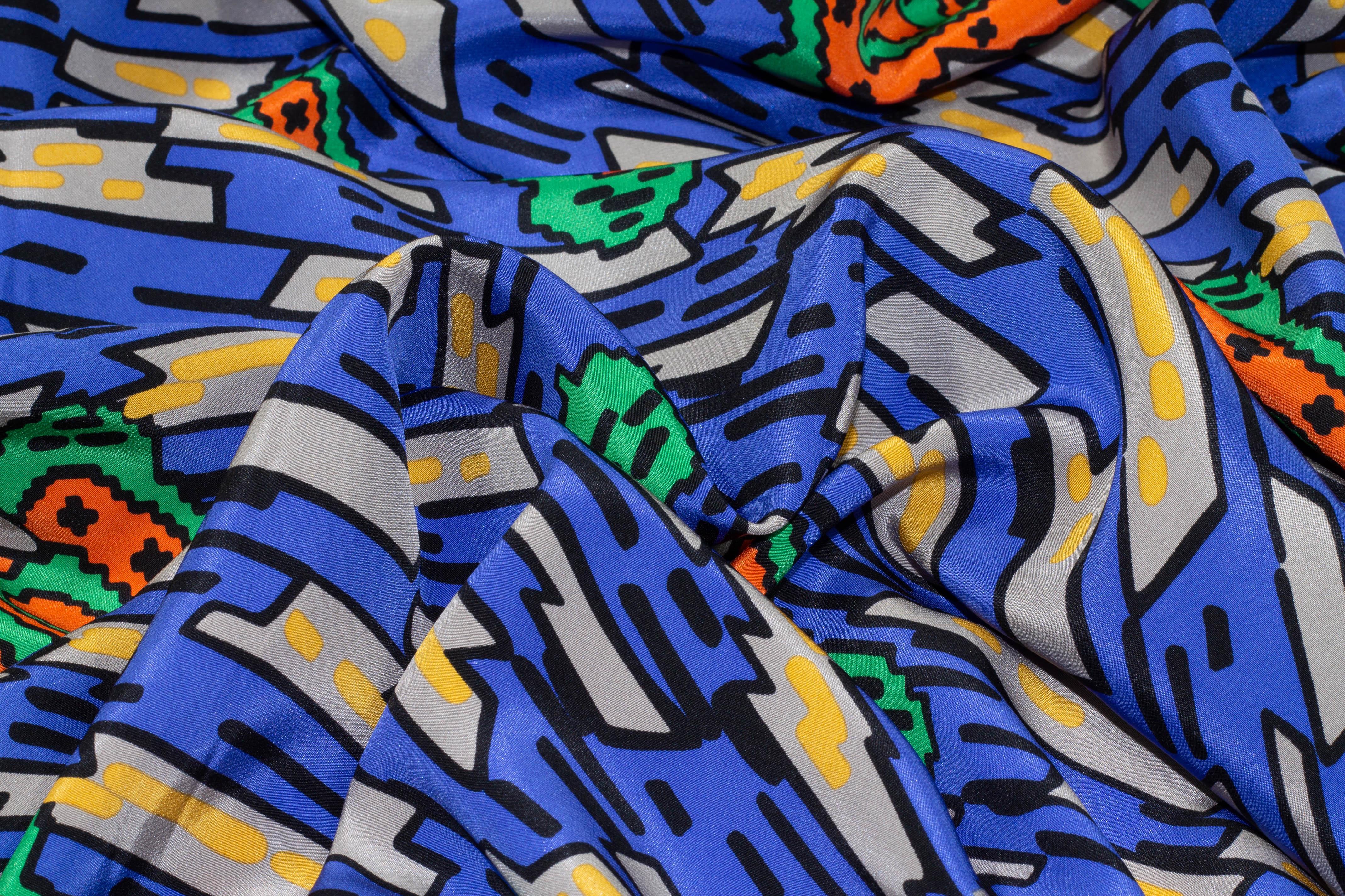 Multicolor Abstract Silk Crepe De Chine - Prime Fabrics