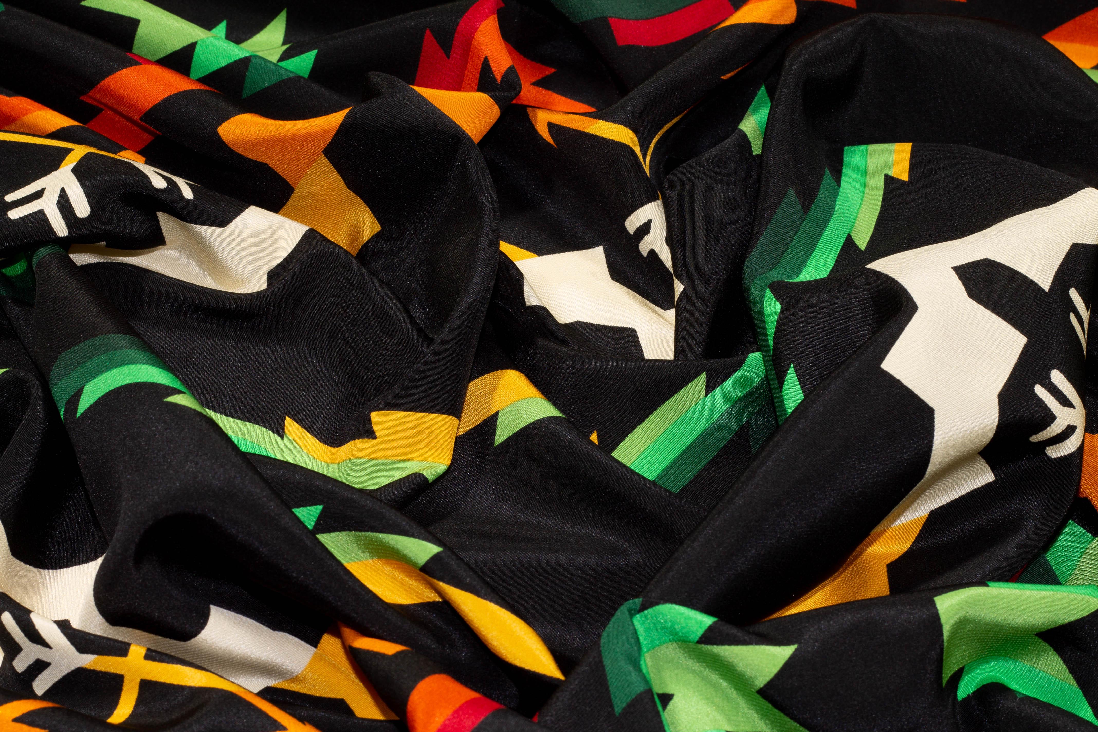 Multicolor Abstract Silk Crepe De Chine - Prime Fabrics