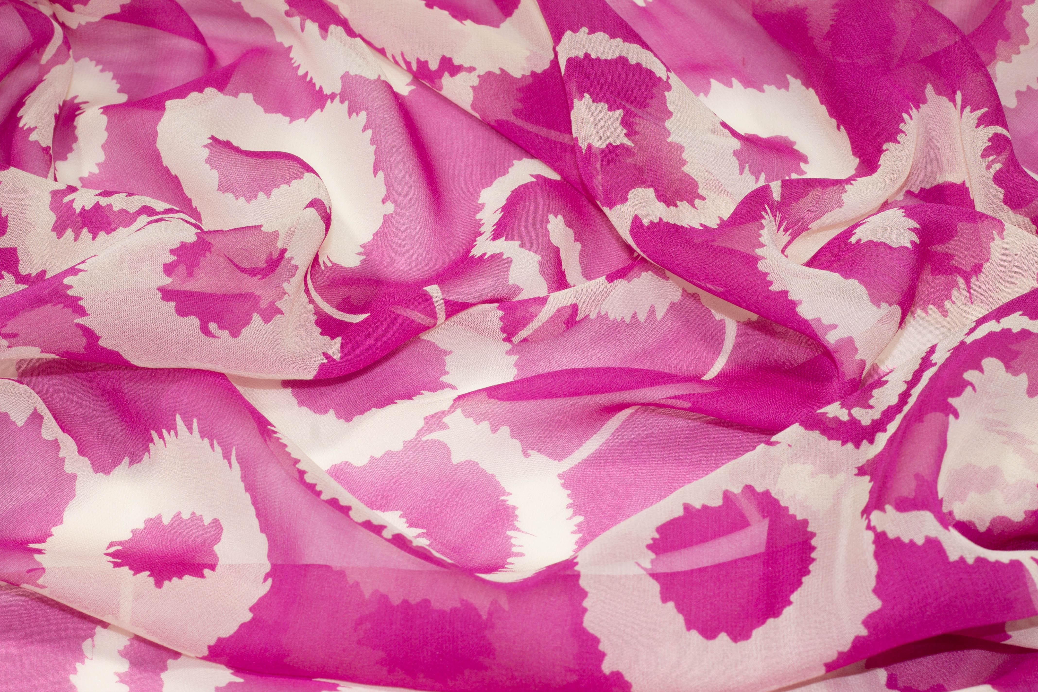 Magenta Abstract Silk Chiffon - Prime Fabrics