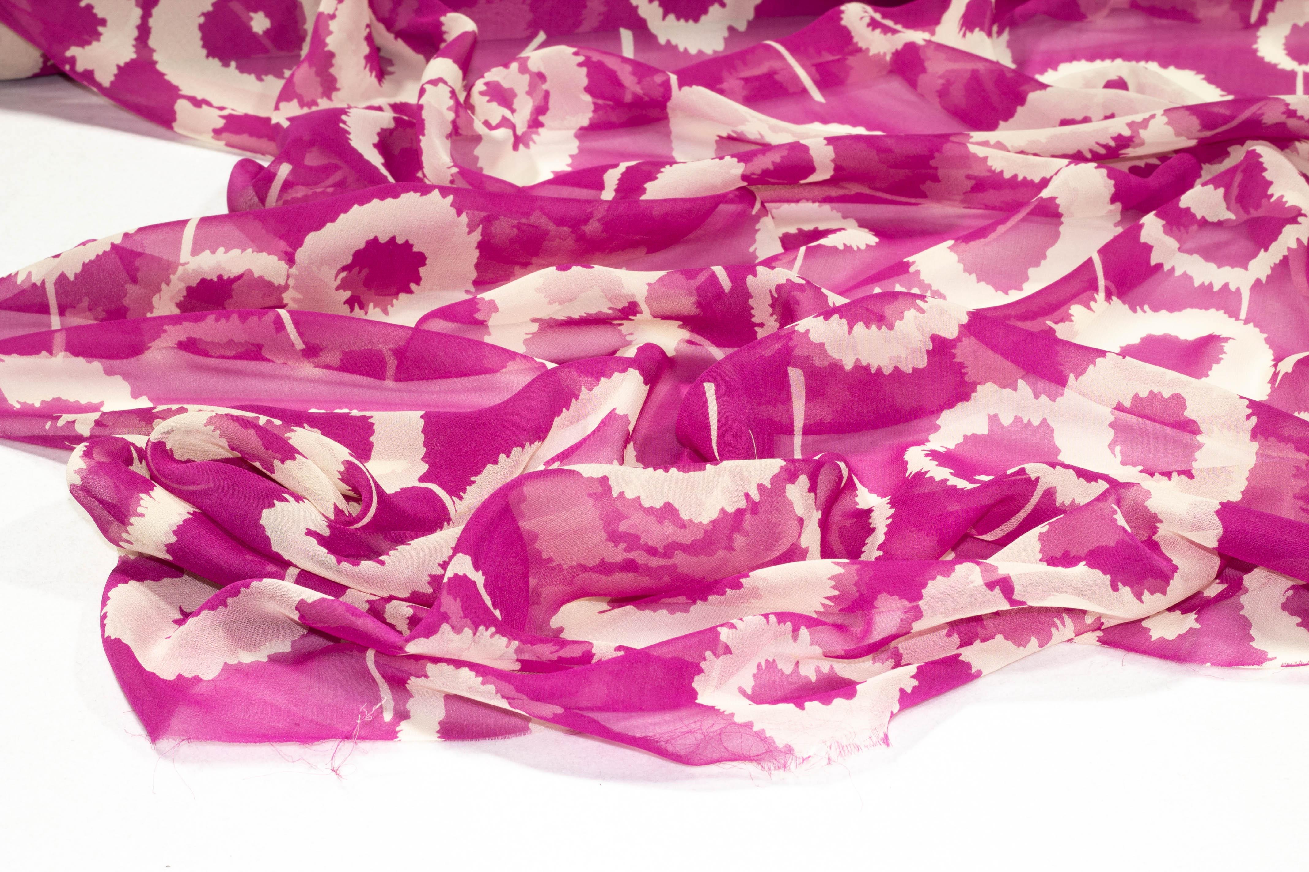 Magenta Abstract Silk Chiffon - Prime Fabrics