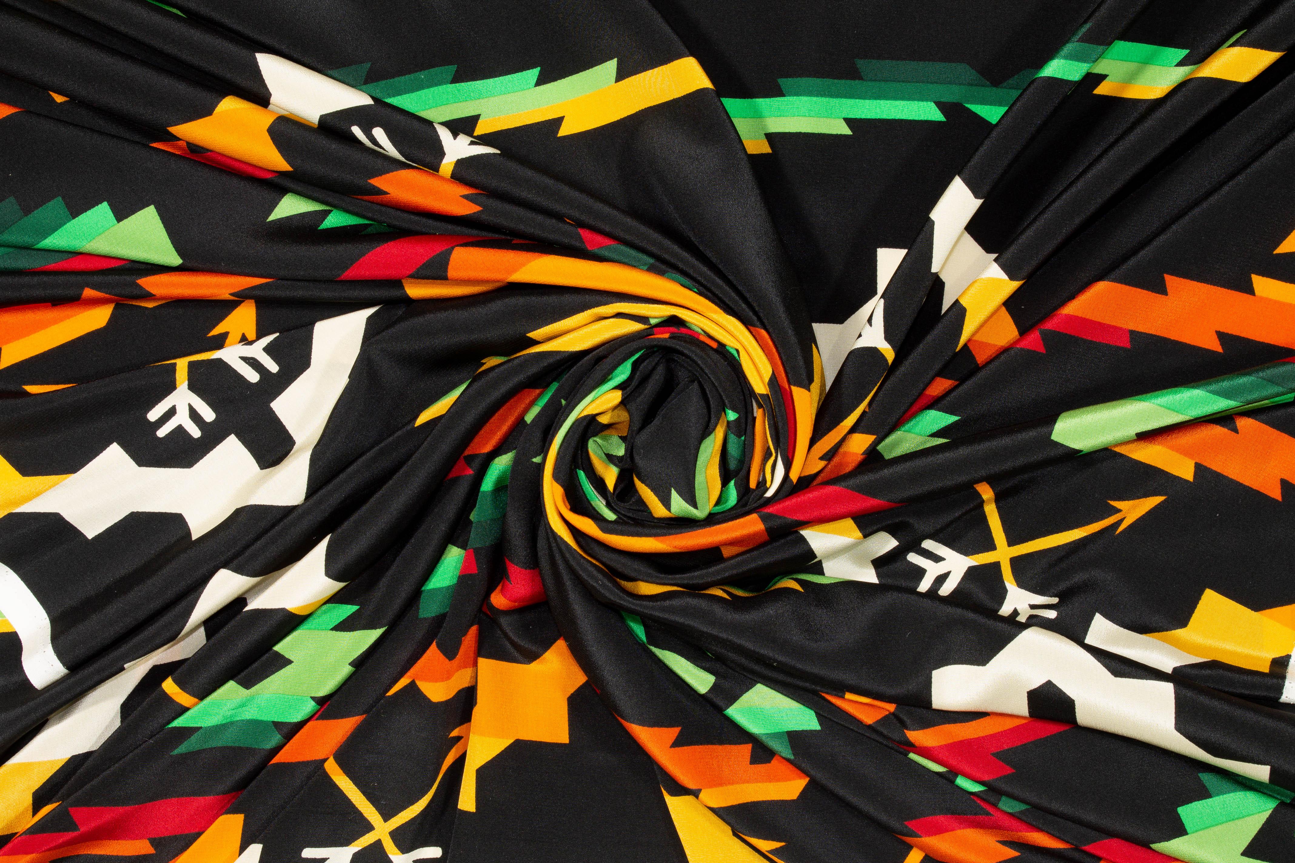 Multicolor Abstract Silk Crepe De Chine - Prime Fabrics