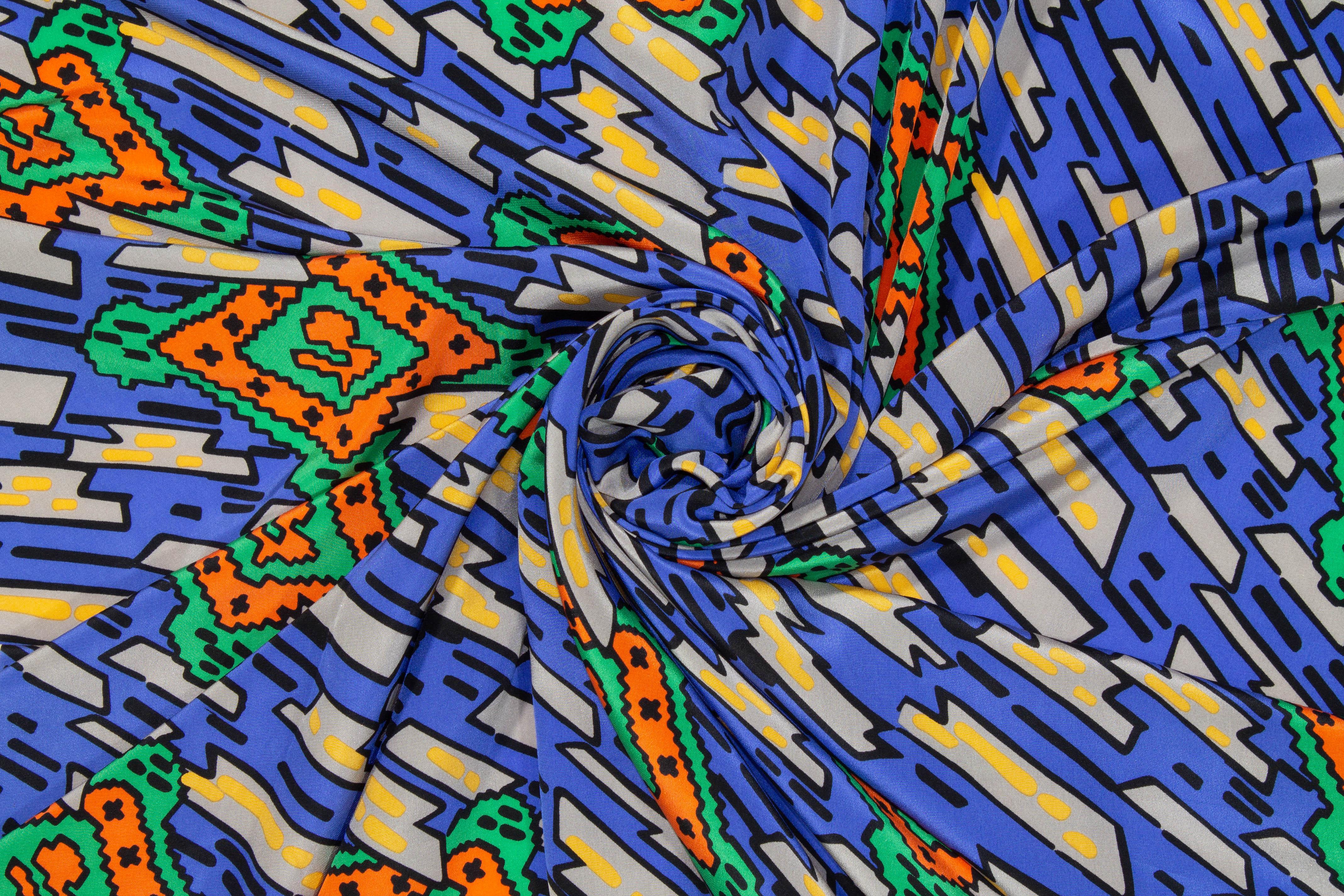 Multicolor Abstract Silk Crepe De Chine - Prime Fabrics