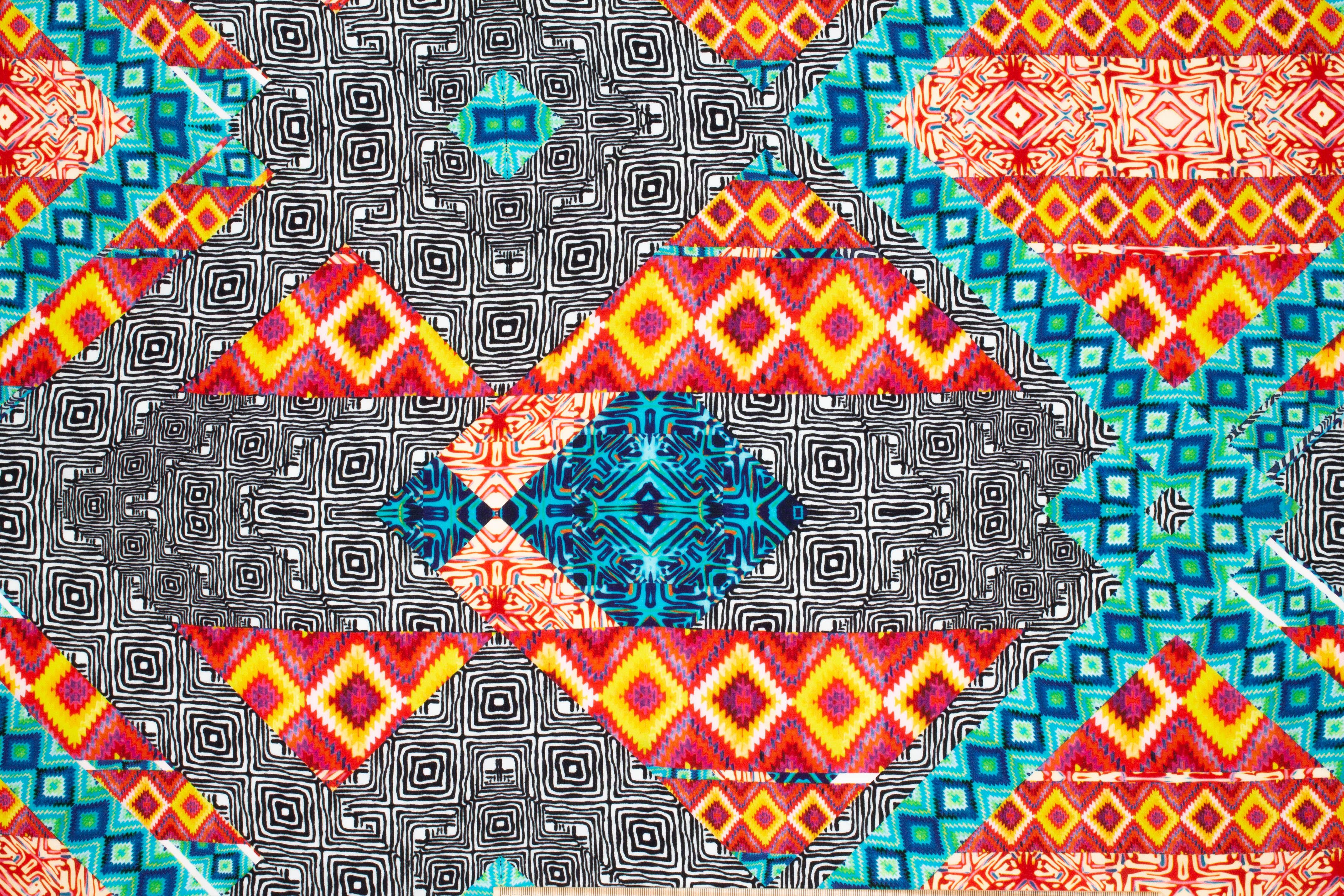 Multicolor Abstract Silk Crepe de Chine - Prime Fabrics