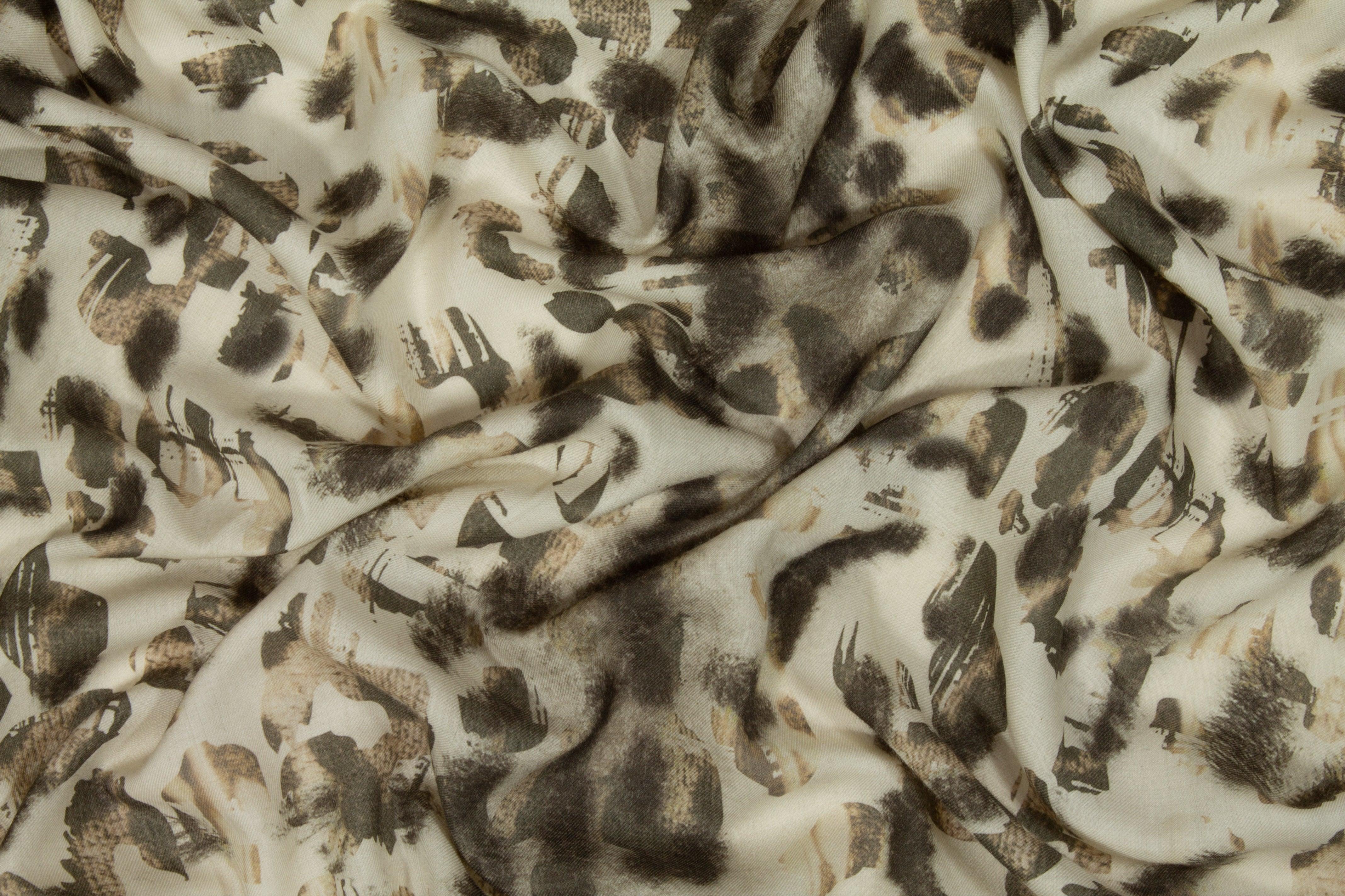 Abstract Printed Wool Challis - Prime Fabrics