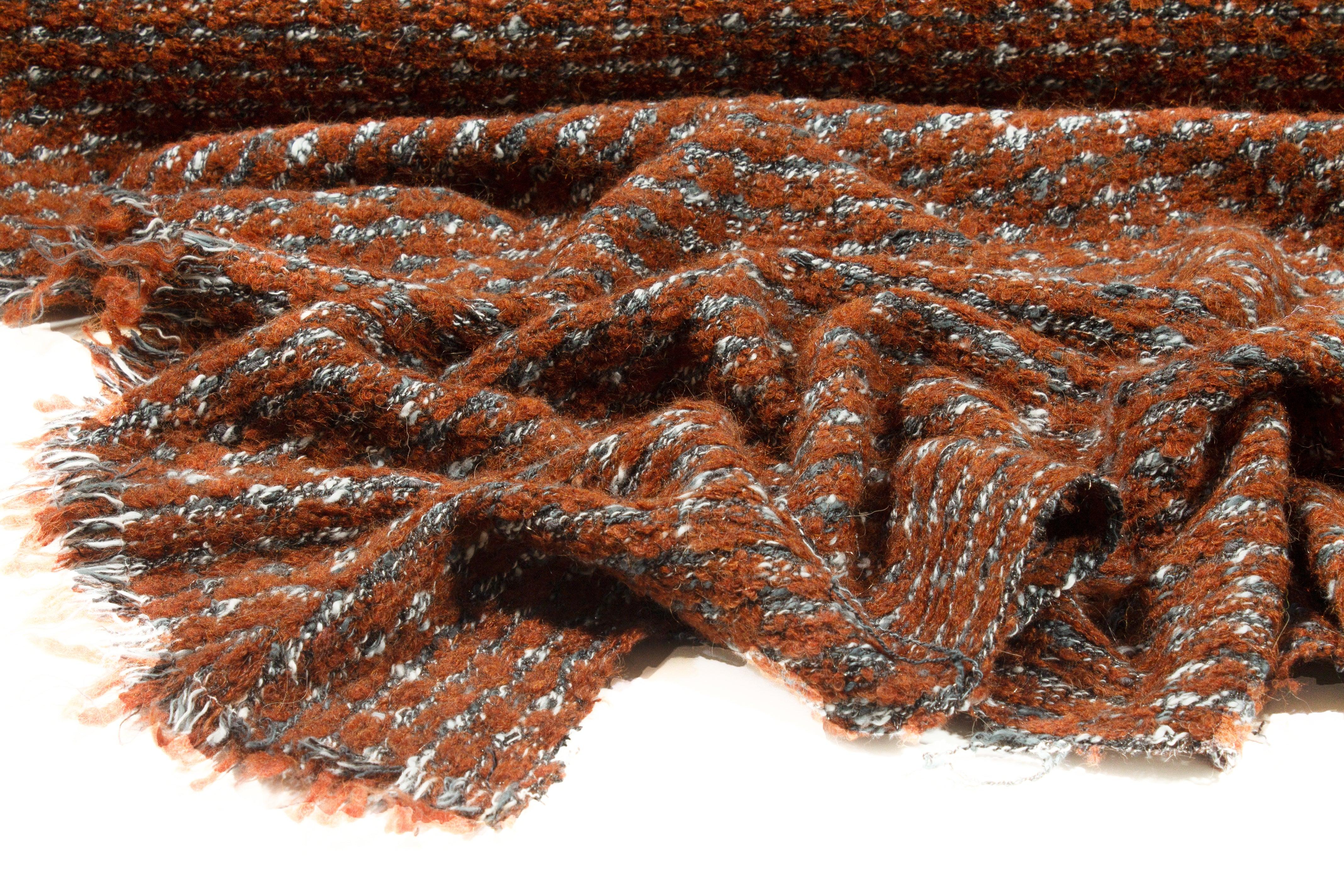 Orange and Gray Italian Wool Tweed - Prime Fabrics