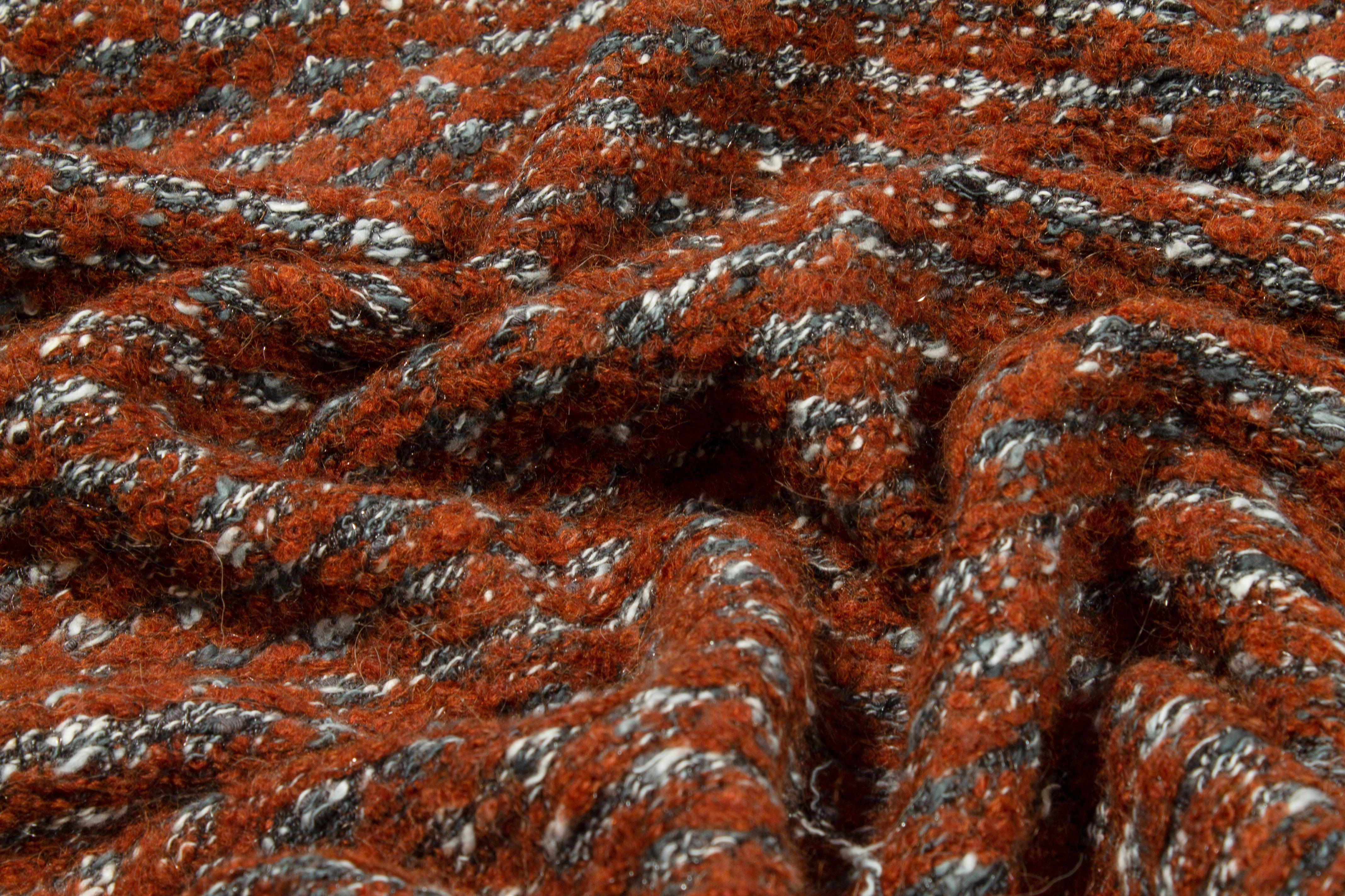 Orange and Gray Italian Wool Tweed - Prime Fabrics
