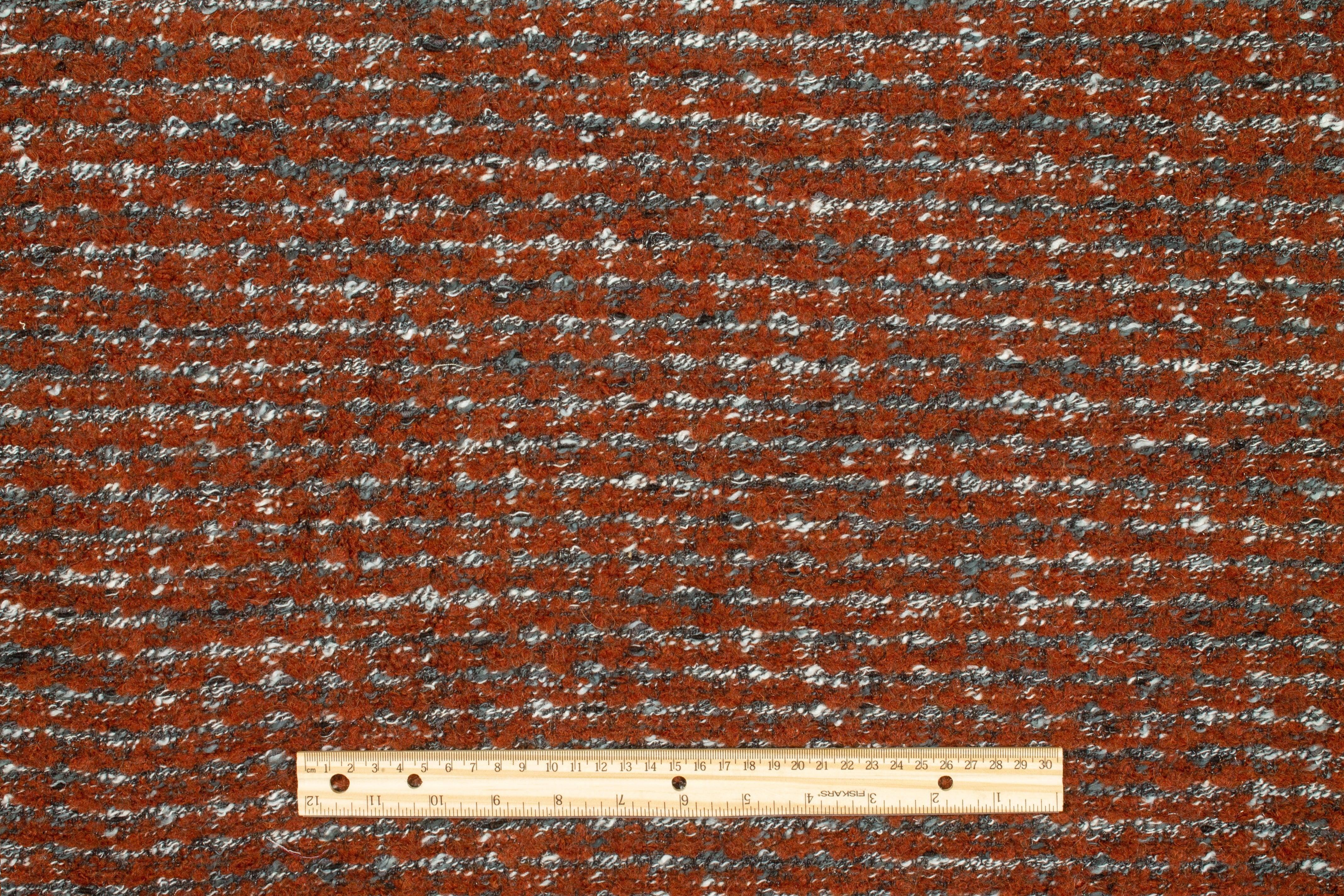 Orange and Gray Italian Wool Tweed - Prime Fabrics