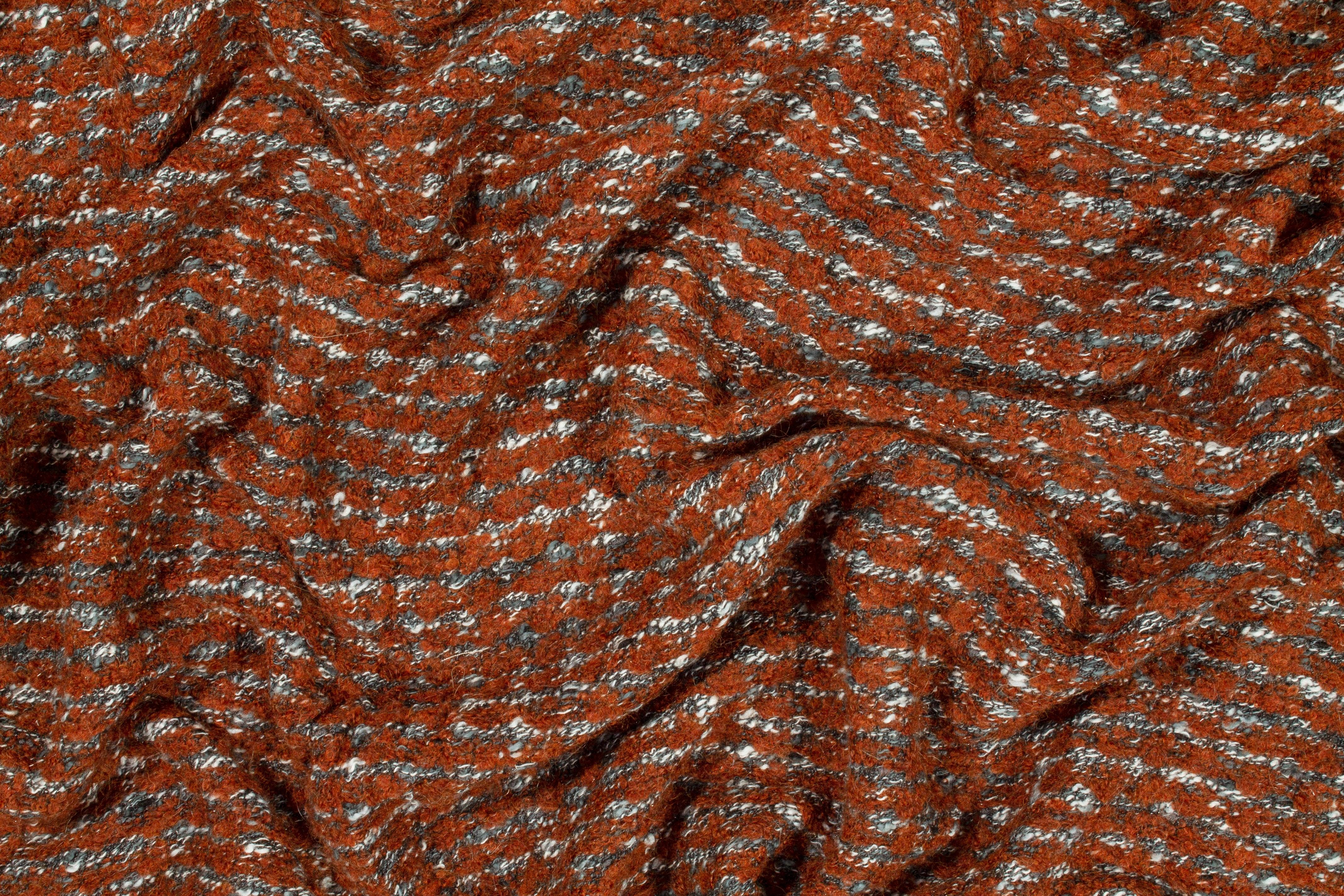 Orange and Gray Italian Wool Tweed - Prime Fabrics