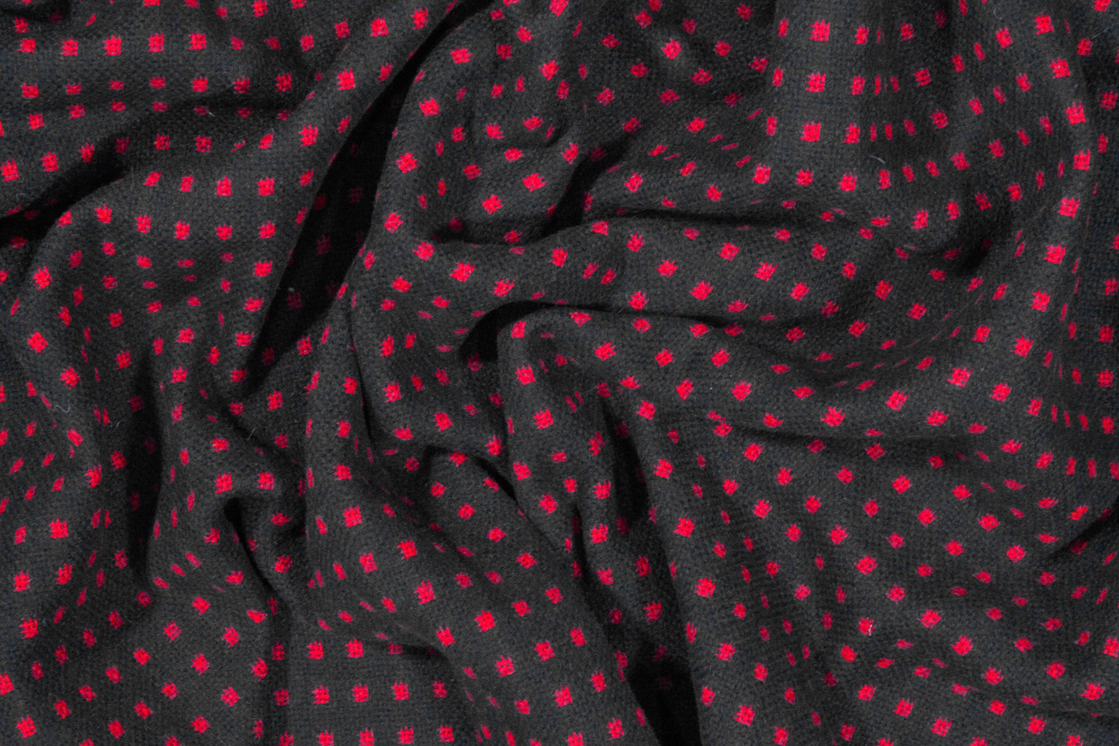 Red and Black Double Faced Italian Wool Coating - Prime Fabrics