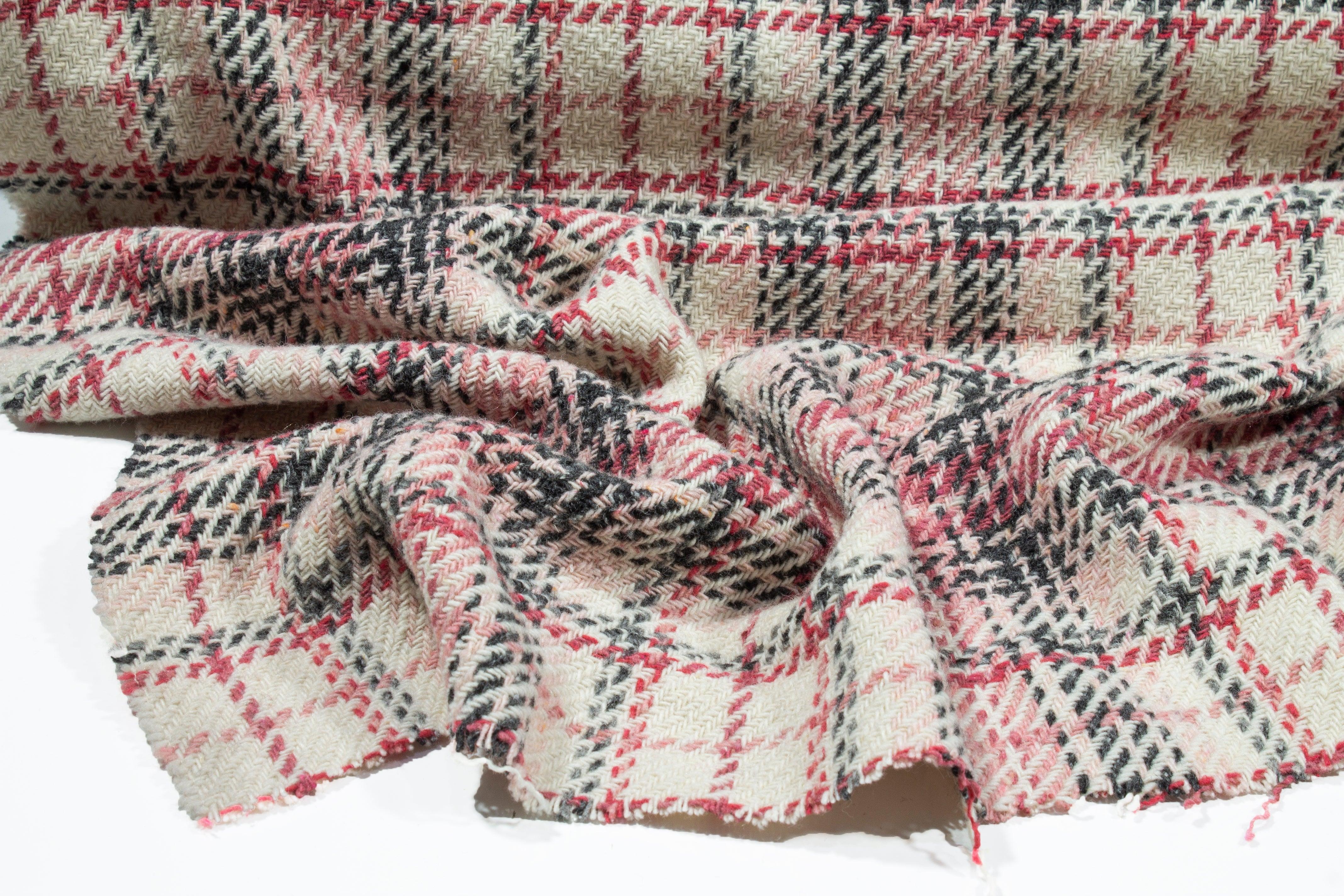 Pink Tone Checked Wool Tweed - Prime Fabrics